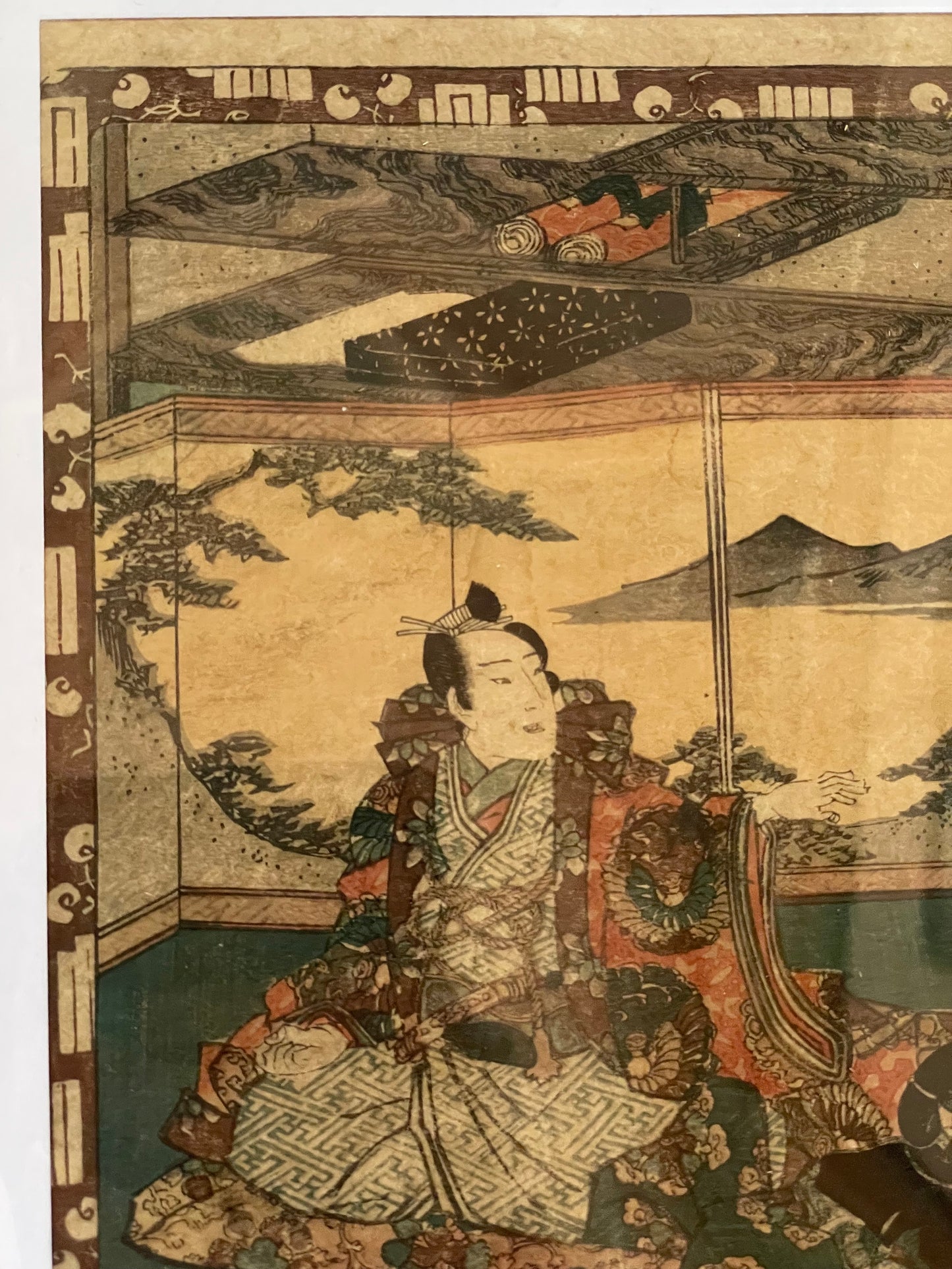 1863 Ukiyo-e Palace Scene by Utagawa Kunisada (In a new A3 Frame)