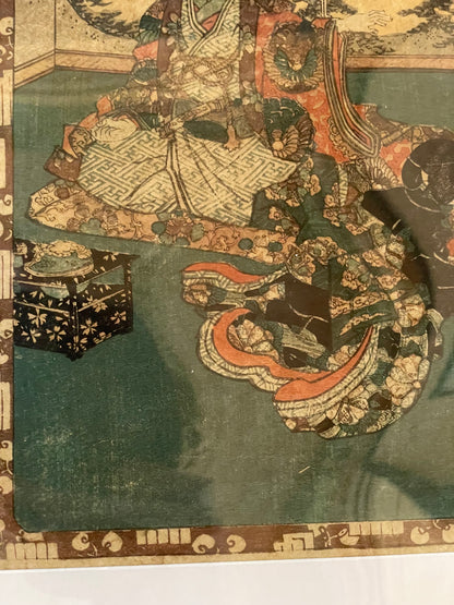 1863 Ukiyo-e Palace Scene by Utagawa Kunisada (In a new A3 Frame)