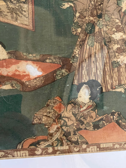 1863 Ukiyo-e Palace Scene by Utagawa Kunisada (In a new A3 Frame)