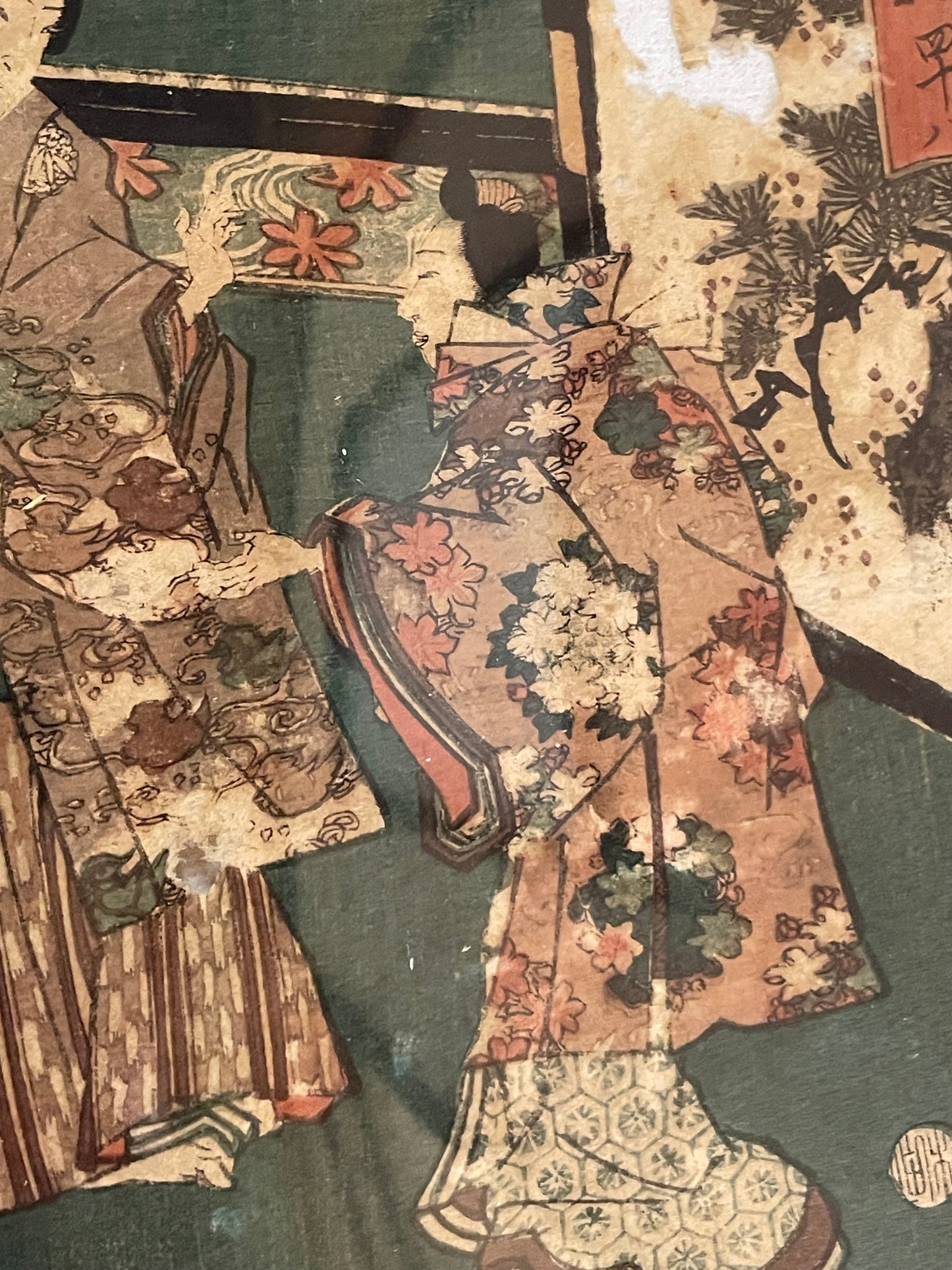 1863 Ukiyo-e Palace Scene by Utagawa Kunisada (In a new A3 Frame)