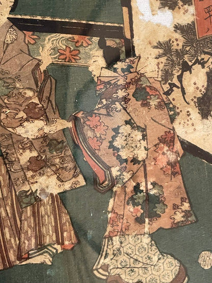 1863 Ukiyo-e Palace Scene by Utagawa Kunisada (In a new A3 Frame)