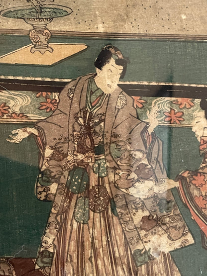 1863 Ukiyo-e Palace Scene by Utagawa Kunisada (In a new A3 Frame)