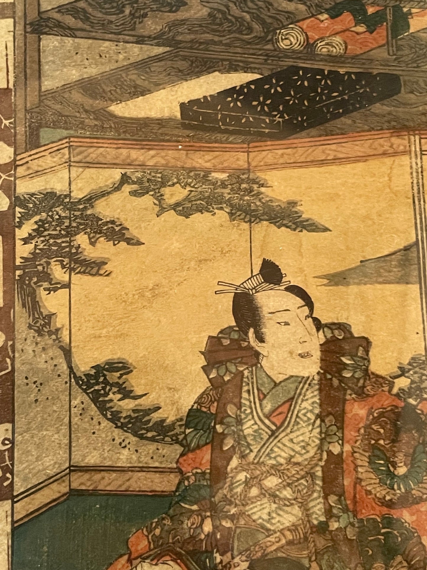 1863 Ukiyo-e Palace Scene by Utagawa Kunisada (In a new A3 Frame)