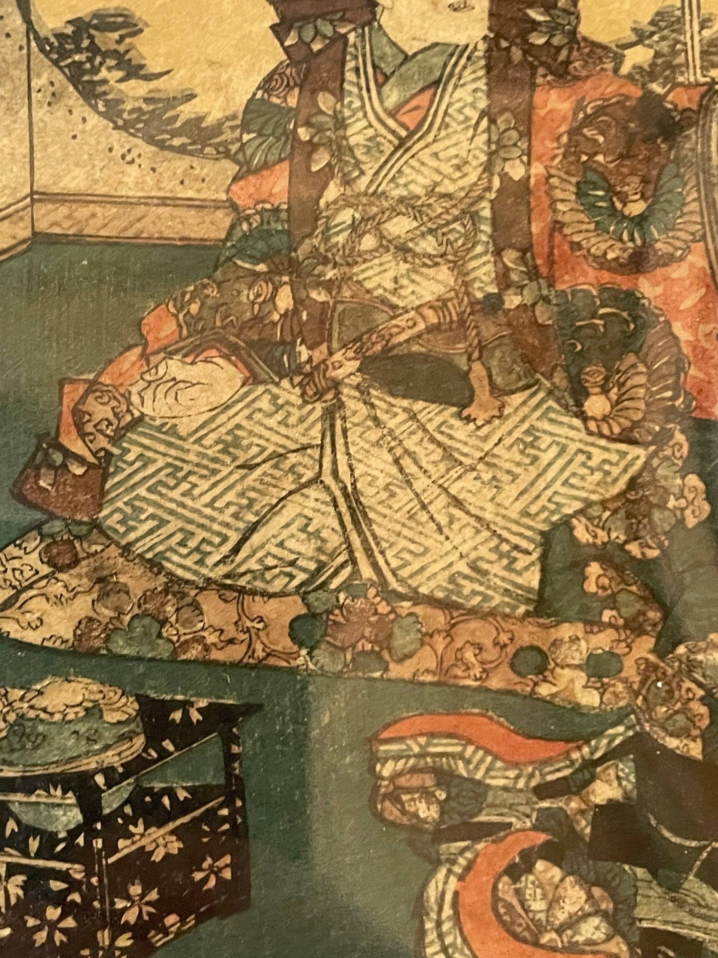 1863 Ukiyo-e Palace Scene by Utagawa Kunisada (In a new A3 Frame)