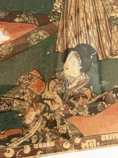 1863 Ukiyo-e Palace Scene by Utagawa Kunisada (In a new A3 Frame)