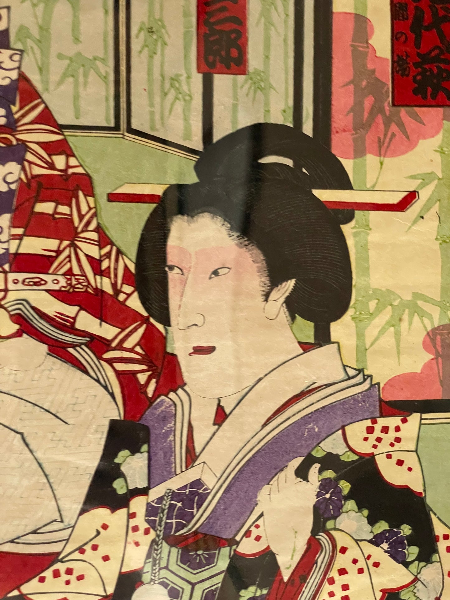 1880 Kabuki Diptych – Kamakura Sandaiki Featuring Onoe Kikugorō V by Toyohara Kunichika (In 2 New A3 Frames)