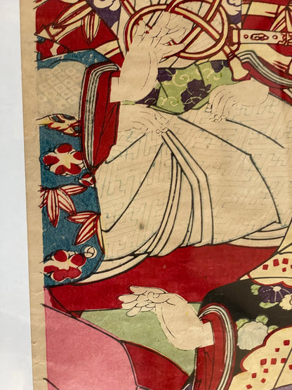 1880 Kabuki Diptych – Kamakura Sandaiki Featuring Onoe Kikugorō V by Toyohara Kunichika (In 2 New A3 Frames)