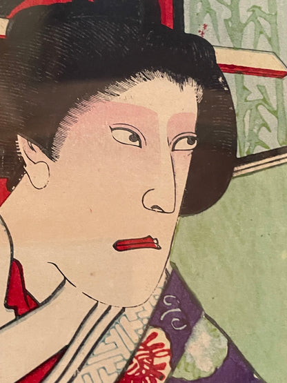 1880 Kabuki Diptych – Kamakura Sandaiki Featuring Onoe Kikugorō V by Toyohara Kunichika (In 2 New A3 Frames)