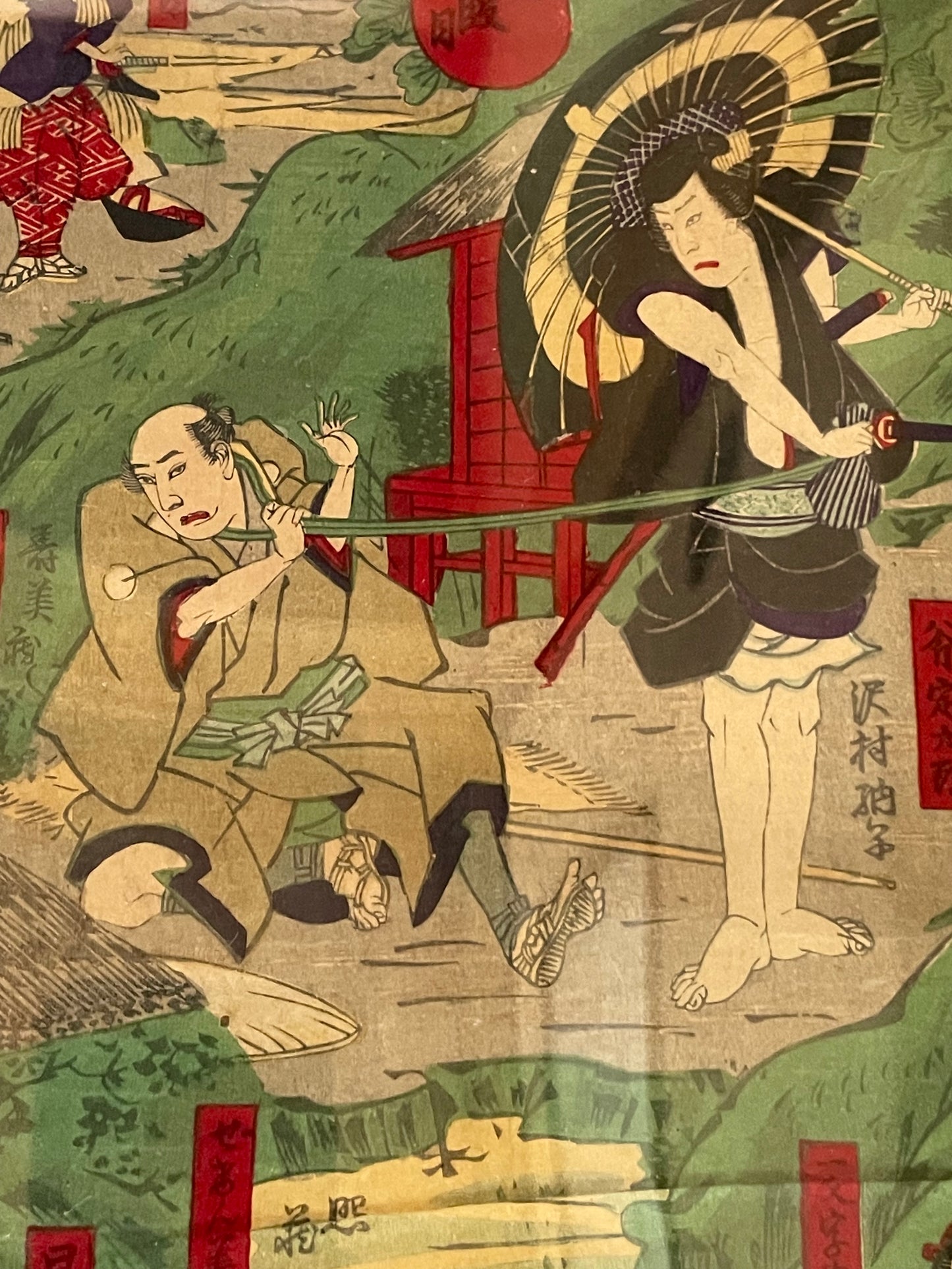 Meiji 1887 Tale of 47 Ronin by Toyohara Kunichika (Housed in 2 A3 Frames)