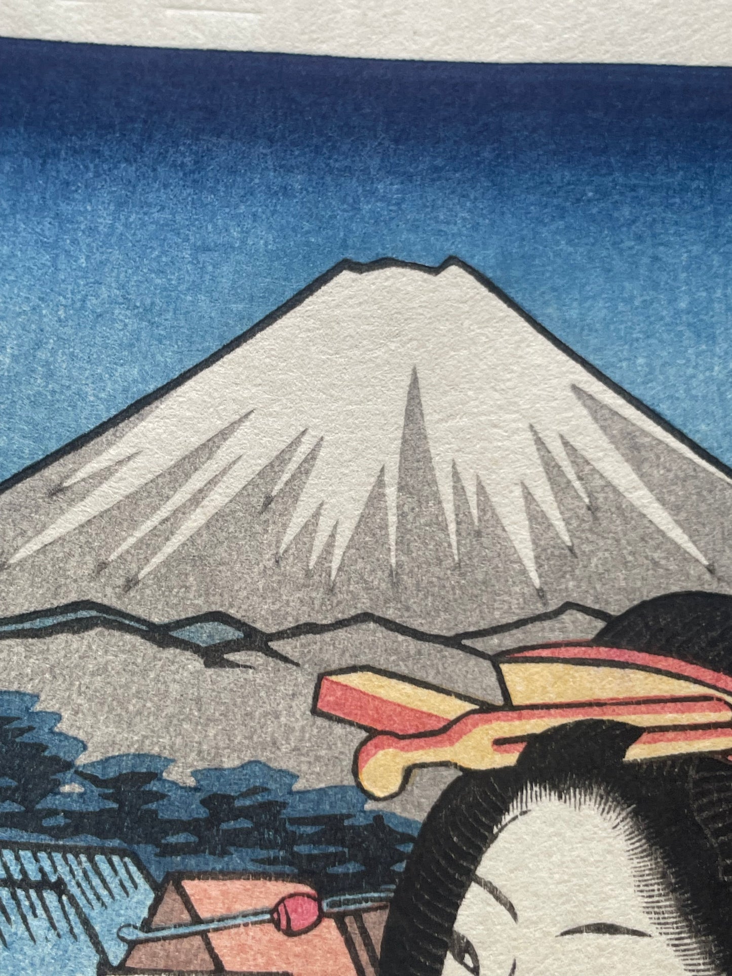 Meiji Era Reprint 1890s Bijin Tōkaidō: Edo Nihonbashi by Keisai Eisen (Approximately 28X40CM)