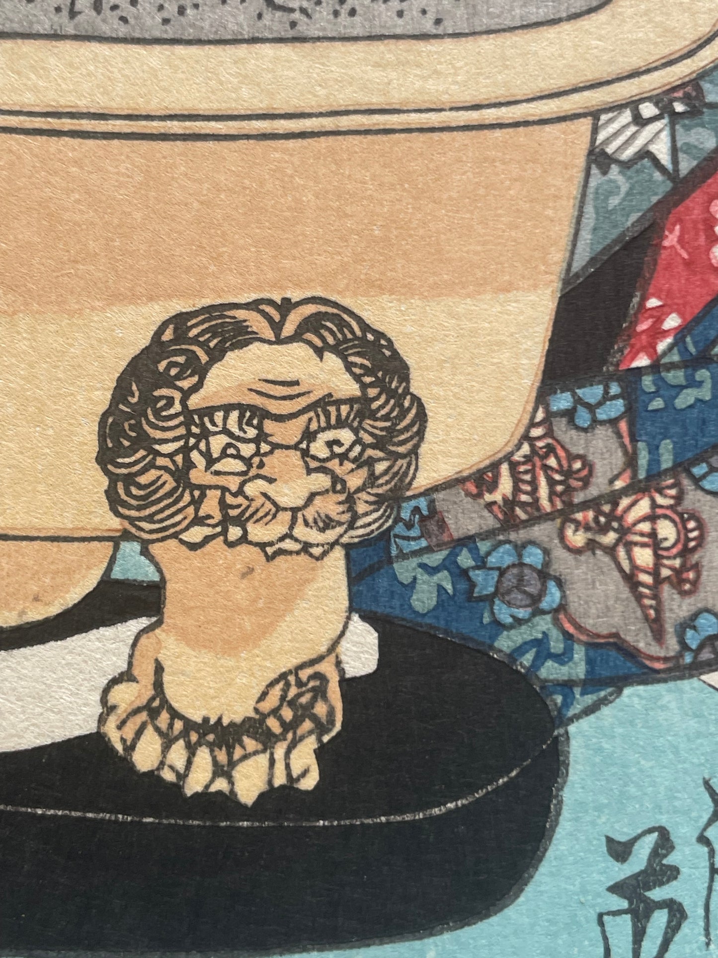 Meiji 1890s Handmade Reprint "Bijin Tōkaidō: Shinagawa Station" by Keisai Eisen (Approximately 28X40CM)