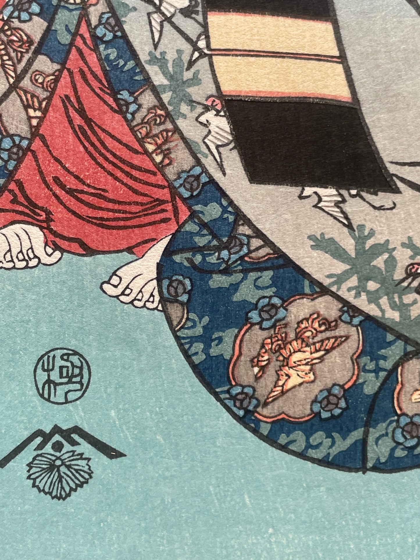 Meiji 1890s Handmade Reprint "Bijin Tōkaidō: Shinagawa Station" by Keisai Eisen (Approximately 28X40CM)
