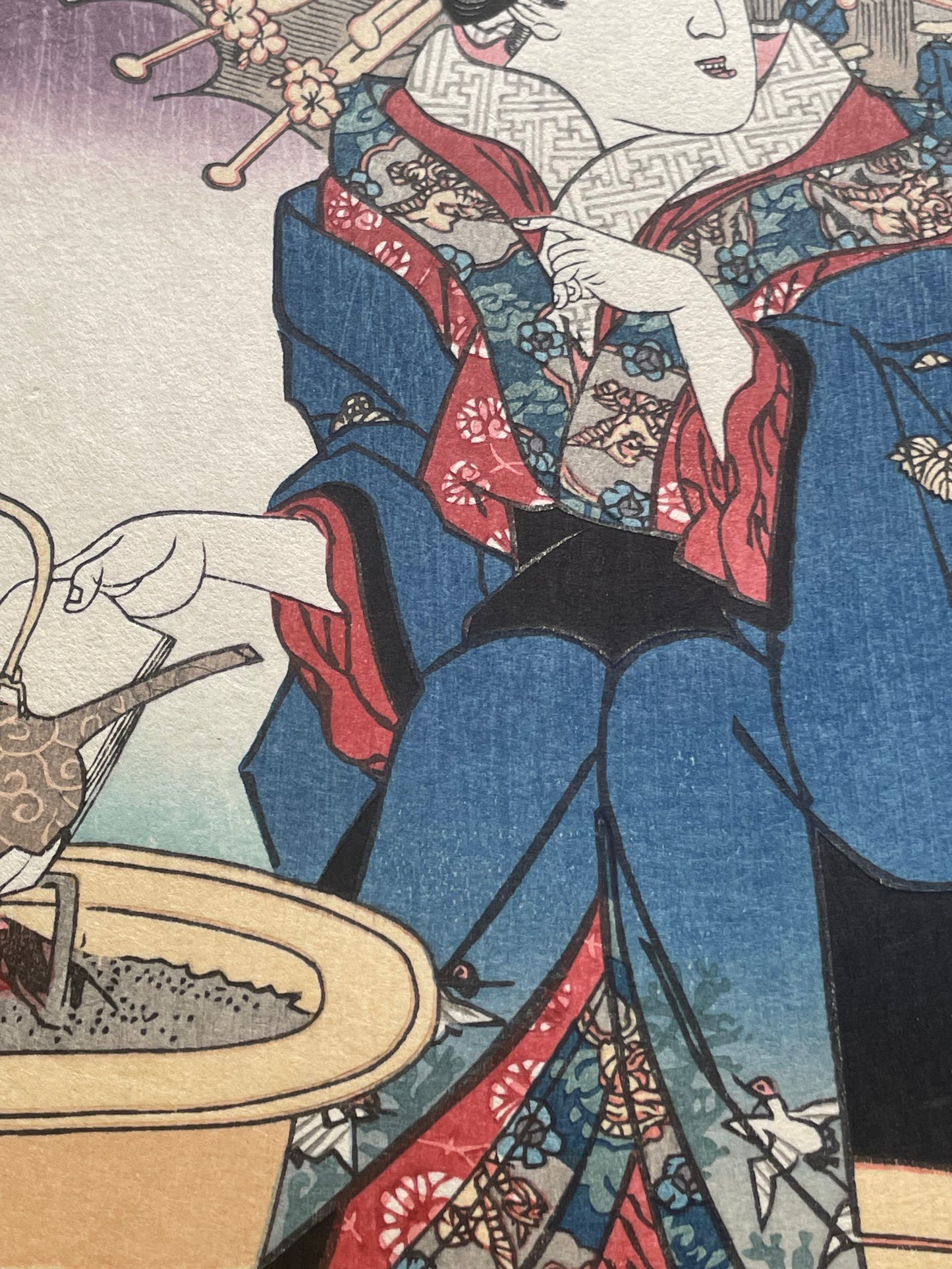 Meiji 1890s Handmade Reprint "Bijin Tōkaidō: Shinagawa Station" by Keisai Eisen (Approximately 28X40CM)