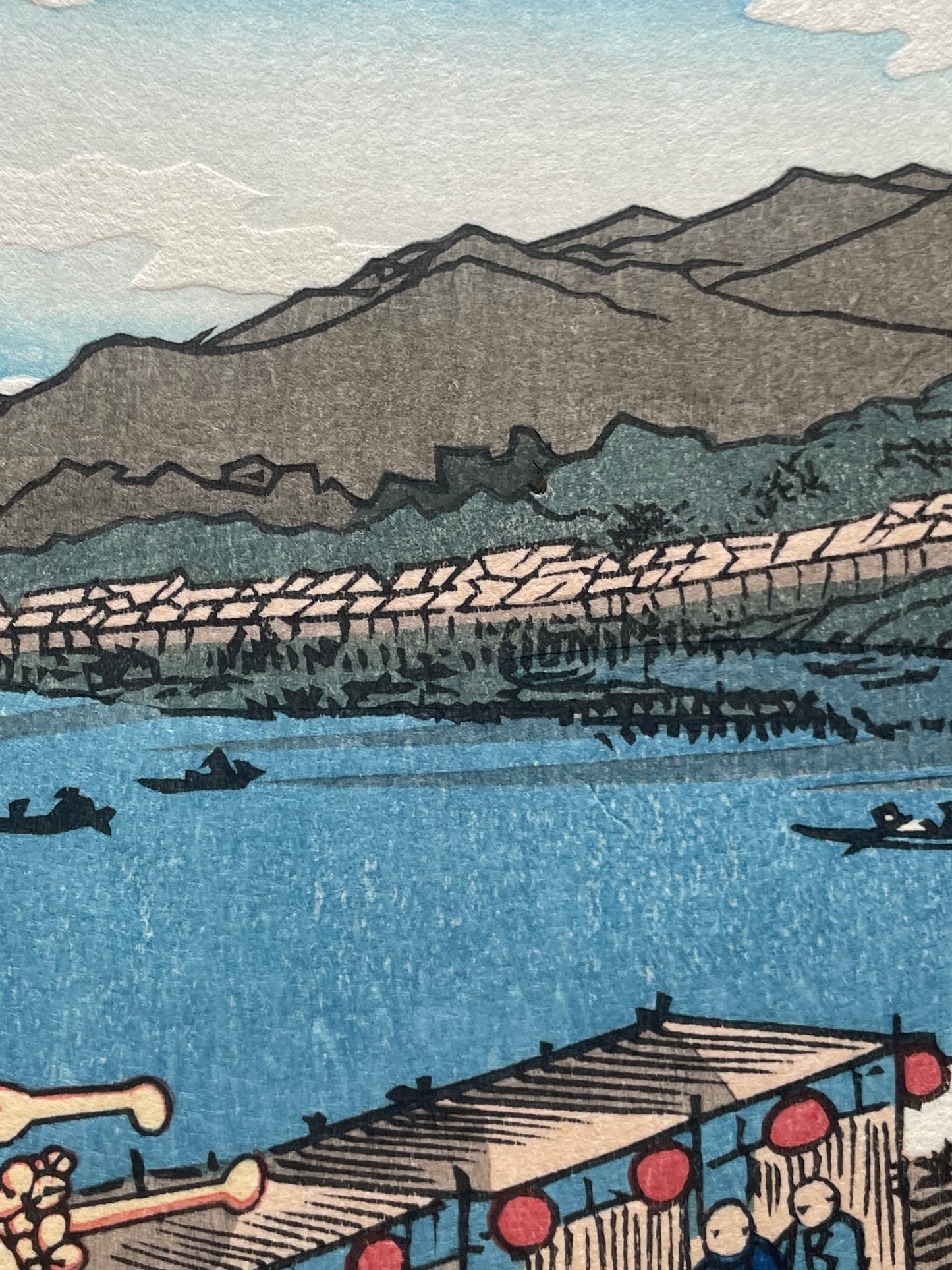 Meiji 1890s Handmade Reprint "Bijin Tōkaidō: Shinagawa Station" by Keisai Eisen (Approximately 28X40CM)