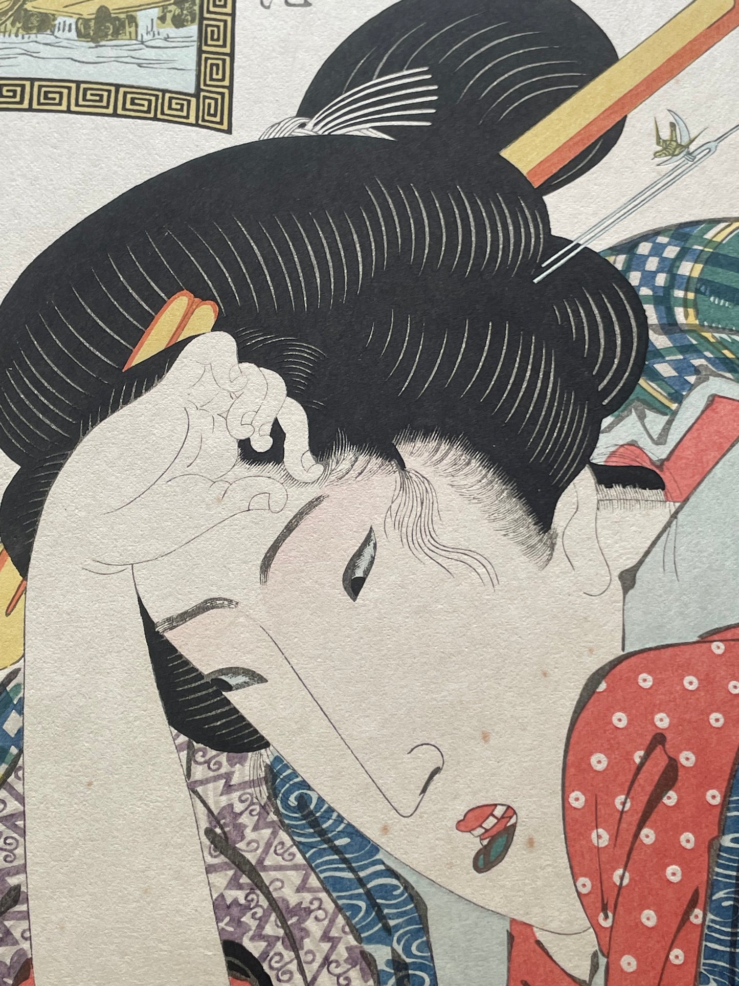 Edo 1801–1804  Ukiyo-e "Okiku of the Kinokuniya House"  Yoshiwara Geisha Portrait by Kitagawa Utamaro (Approximately 28X40CM)