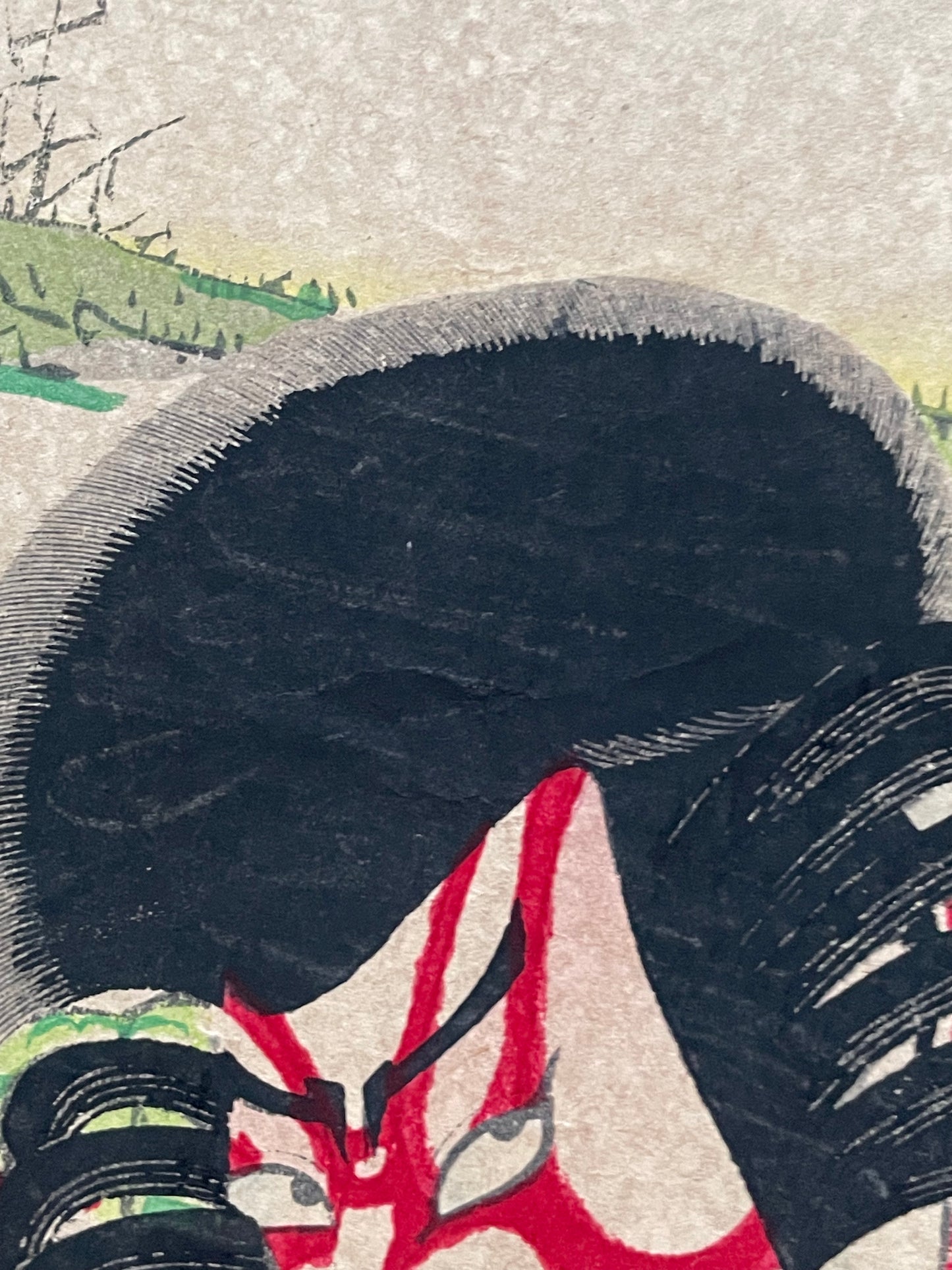 Meiji 1880-85 Ukiyo-e Ichikawa Danjuro IX Kabuki Portrait by Toyohara Kunichika (Approximately 25X37CM)