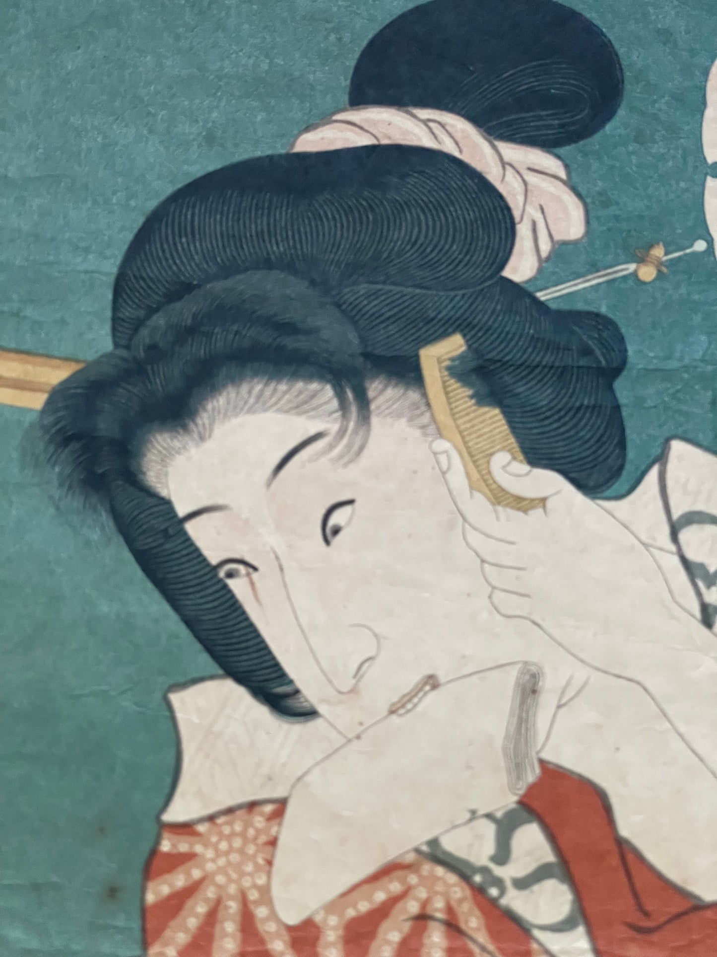 Edo 1847 Kabuki Actor Print "Parody of the Three Flowers of the Fifth-Month Rains" by Utagawa Kunisada (Approximately 25X37CM)