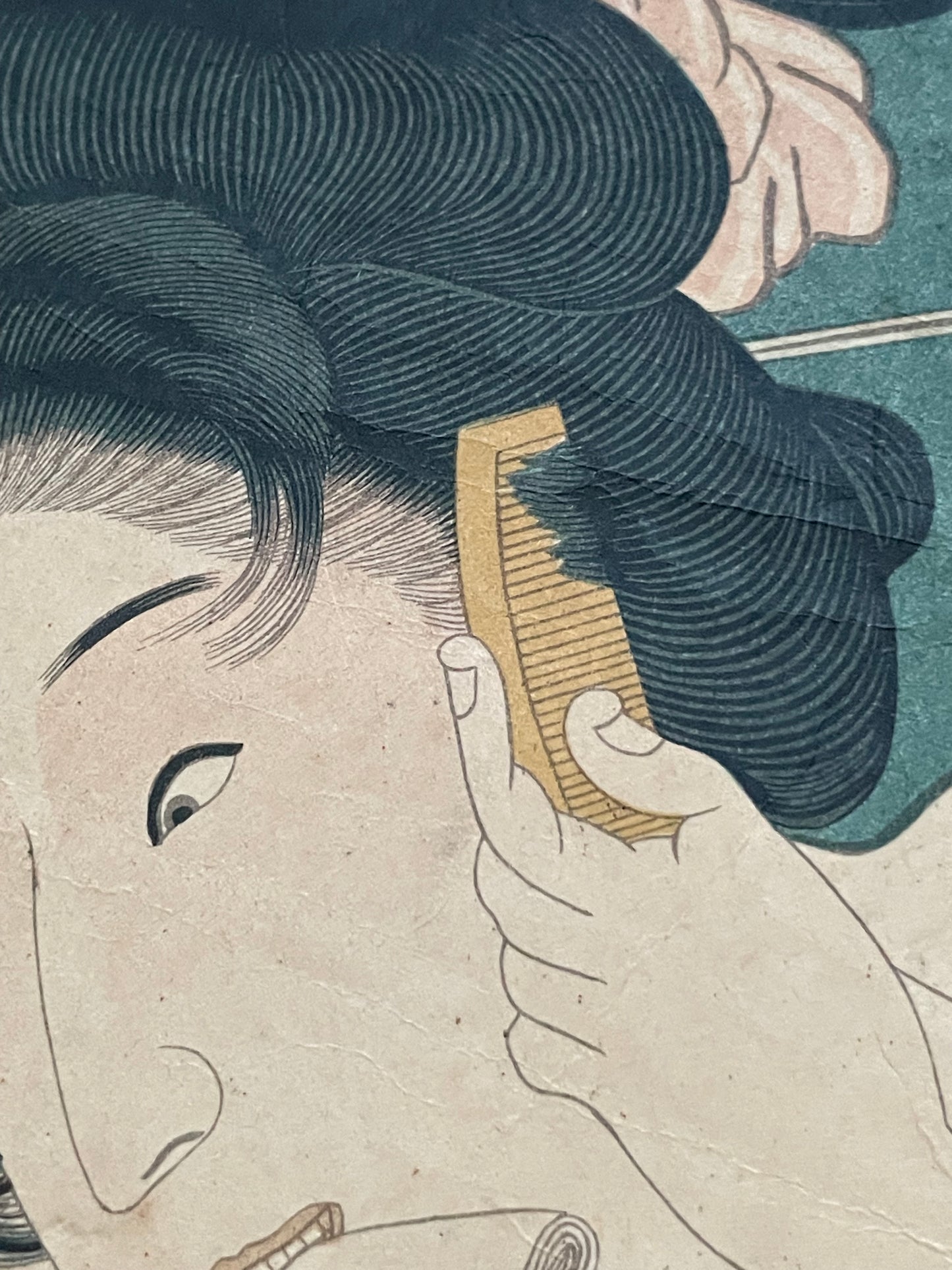 Edo 1847 Kabuki Actor Print "Parody of the Three Flowers of the Fifth-Month Rains" by Utagawa Kunisada (Approximately 25X37CM)