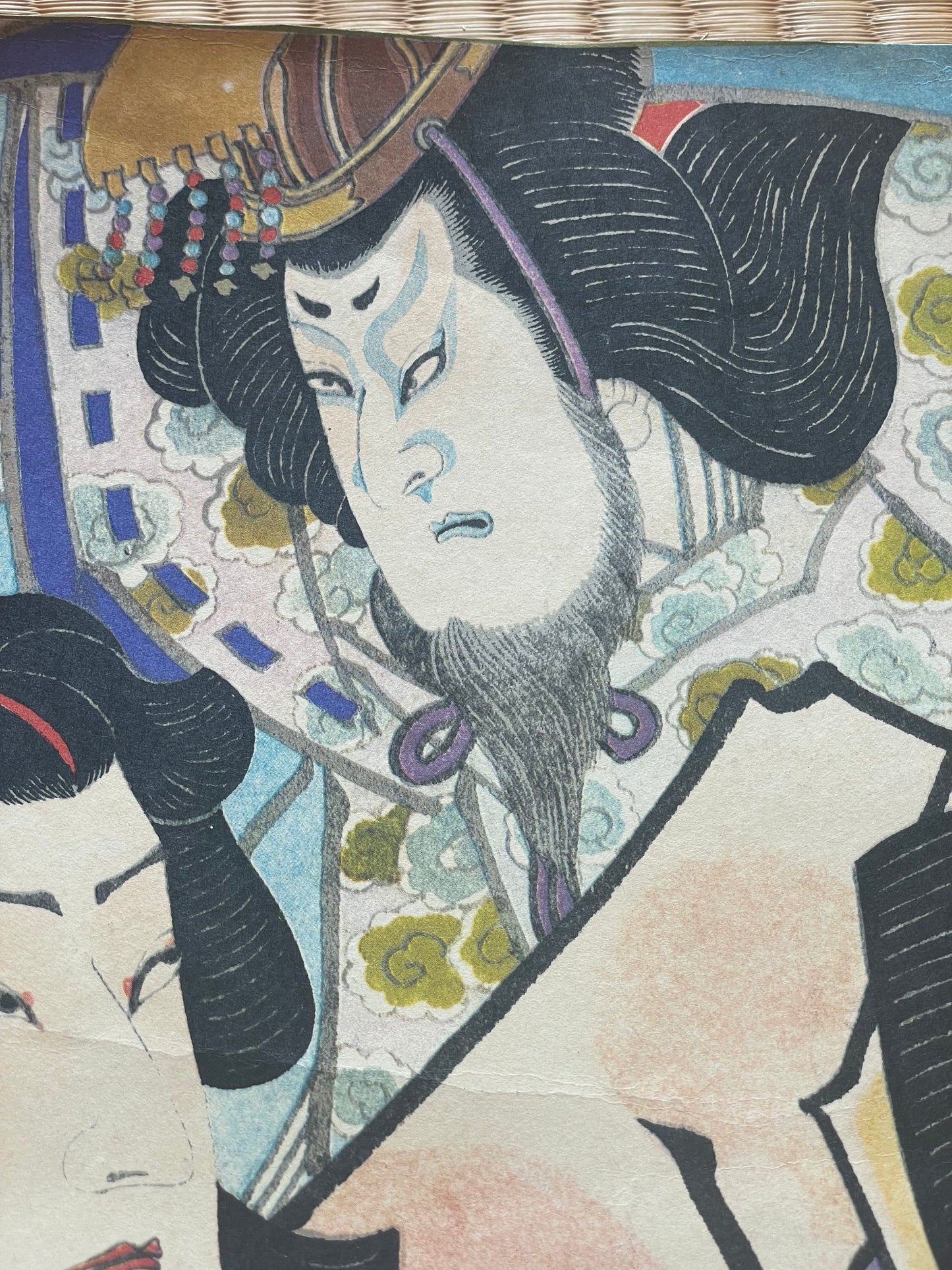 Showa 1950s Ukiyo-e Reprint of Yūgiri and Izaemon by Utagawa Kunisada (Approximately 52X34CM)