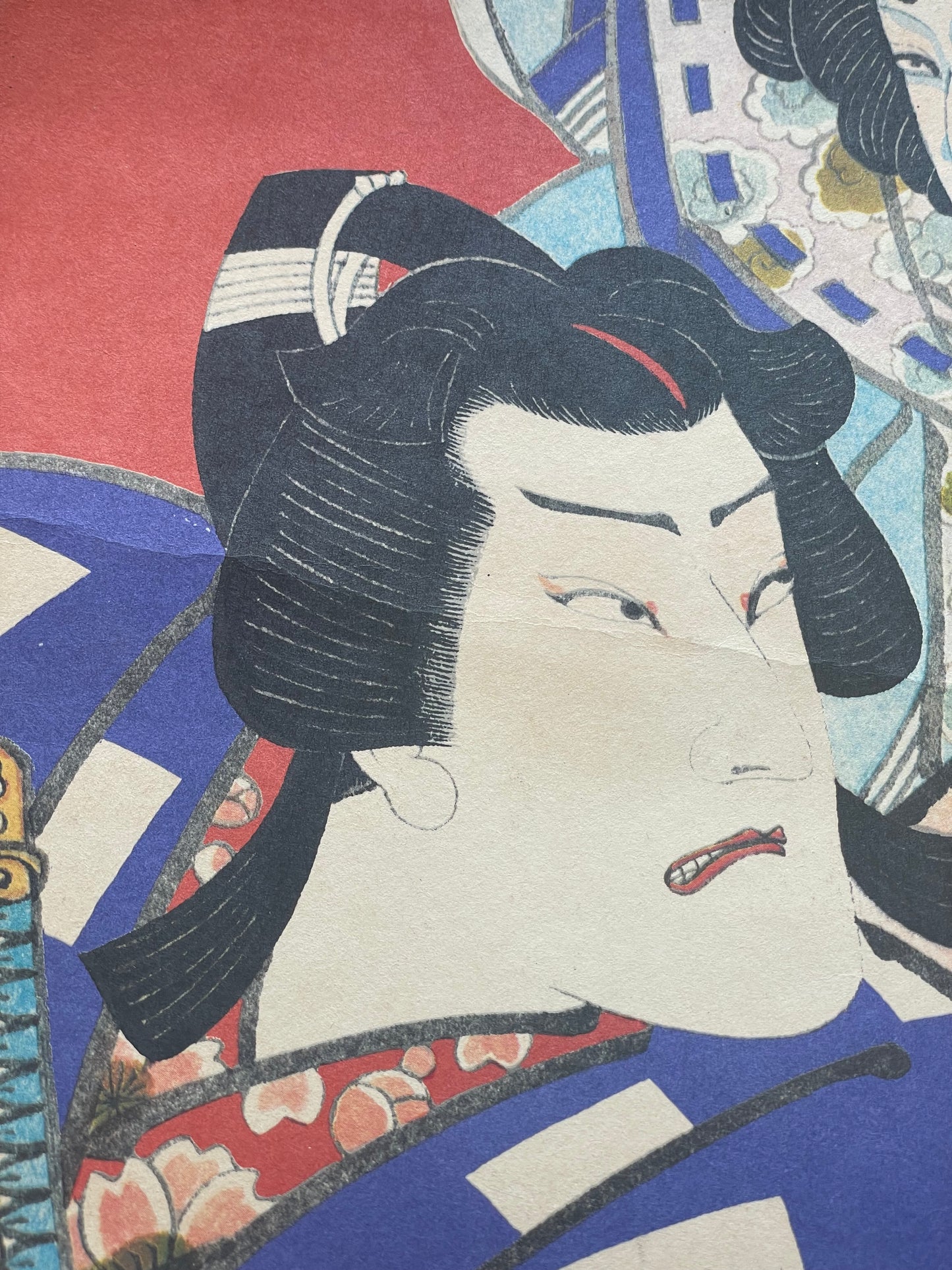 Showa 1950s Ukiyo-e Reprint of Yūgiri and Izaemon by Utagawa Kunisada (Approximately 52X34CM)