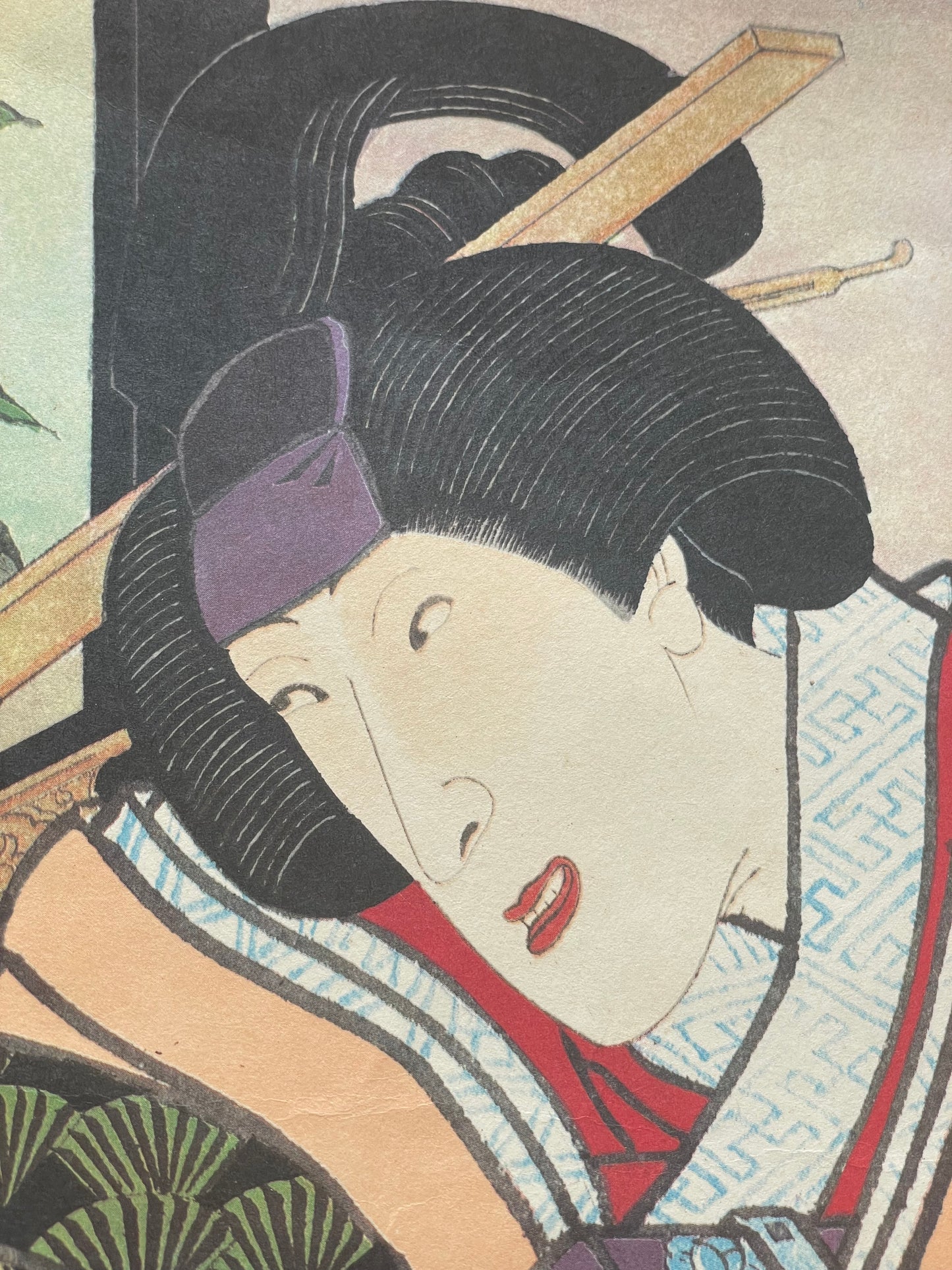 Showa 1950s Ukiyo-e Reprint Geisha Beauty Print by Utagawa Kunisada (Approximately 34X52CM)