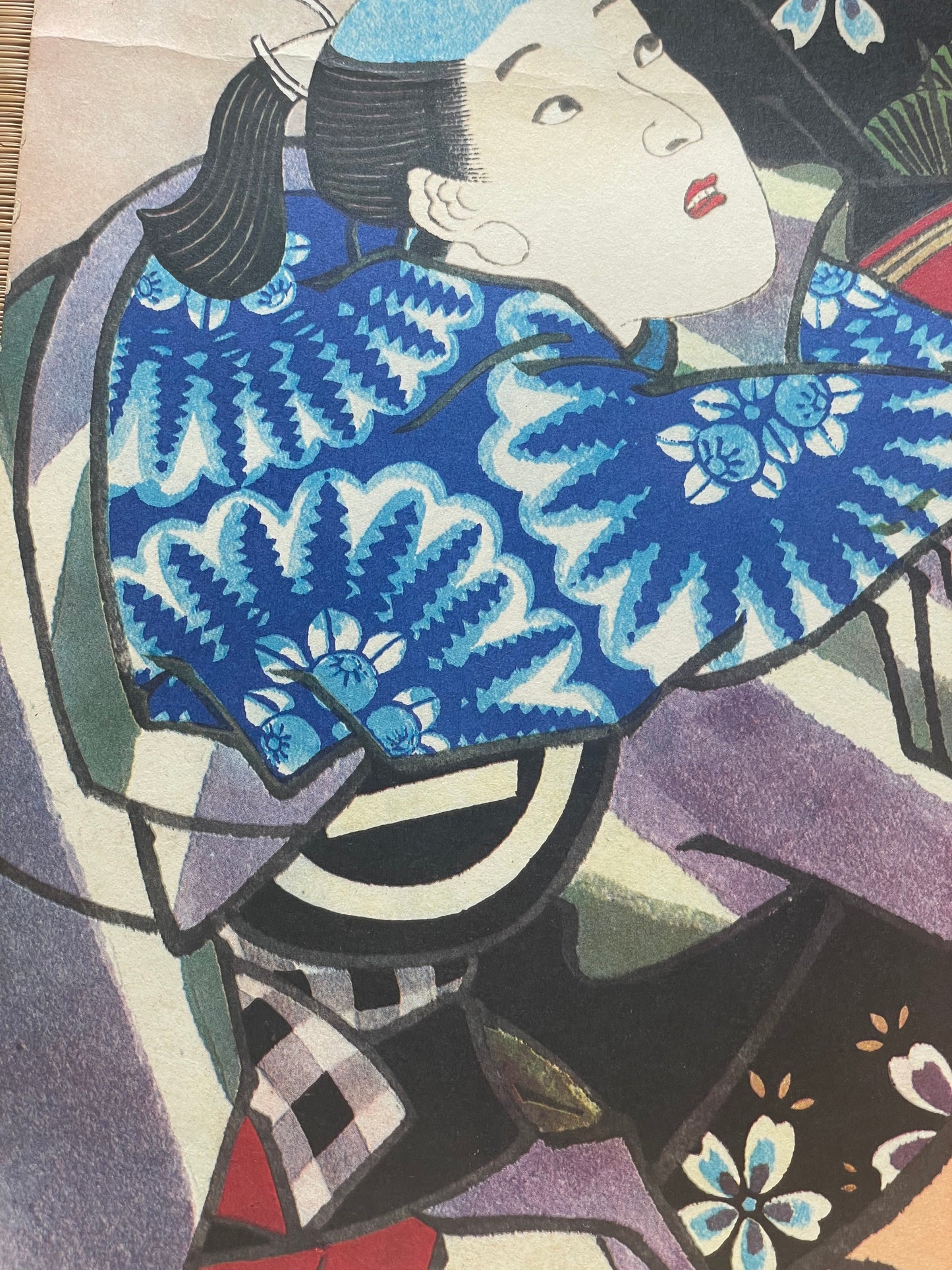 Showa 1950s Ukiyo-e Reprint Geisha Beauty Print by Utagawa Kunisada (Approximately 34X52CM)