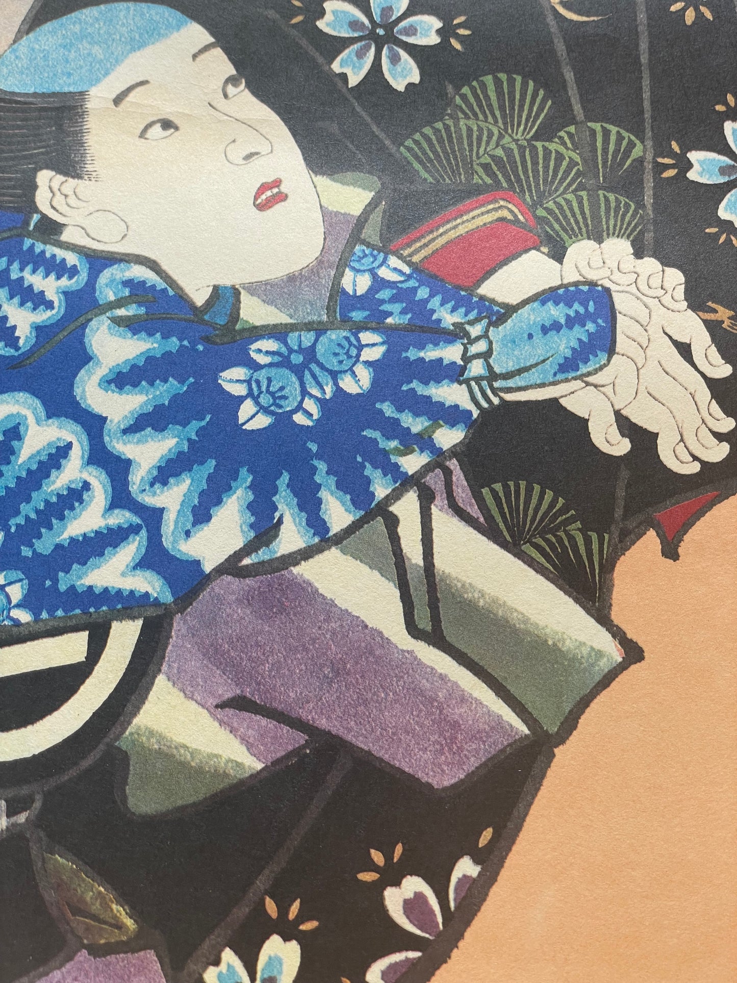 Showa 1950s Ukiyo-e Reprint Geisha Beauty Print by Utagawa Kunisada (Approximately 34X52CM)