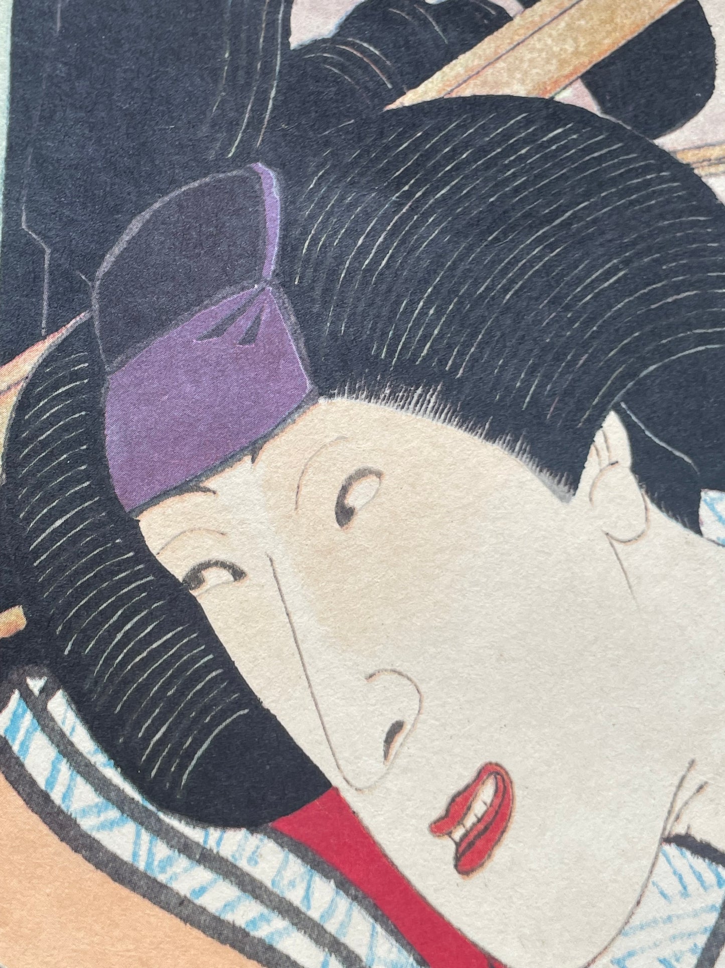 Showa 1950s Ukiyo-e Reprint Geisha Beauty Print by Utagawa Kunisada (Approximately 34X52CM)