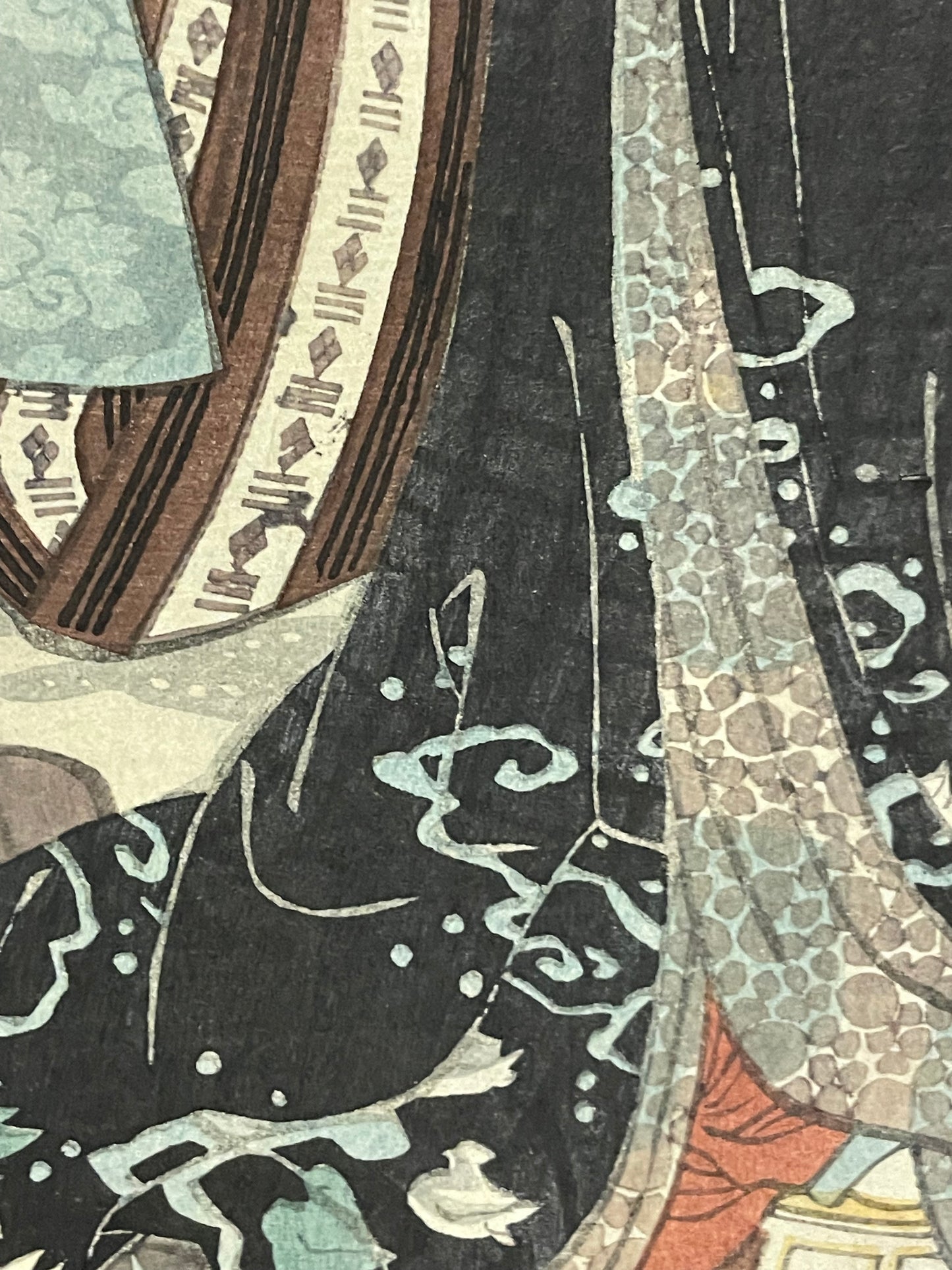 Edo 1847–1852 Ukiyo-e "First Snow – Courtesans" Tamoiro Series by Utagwa Kunisada (Approximately 25X37CM)