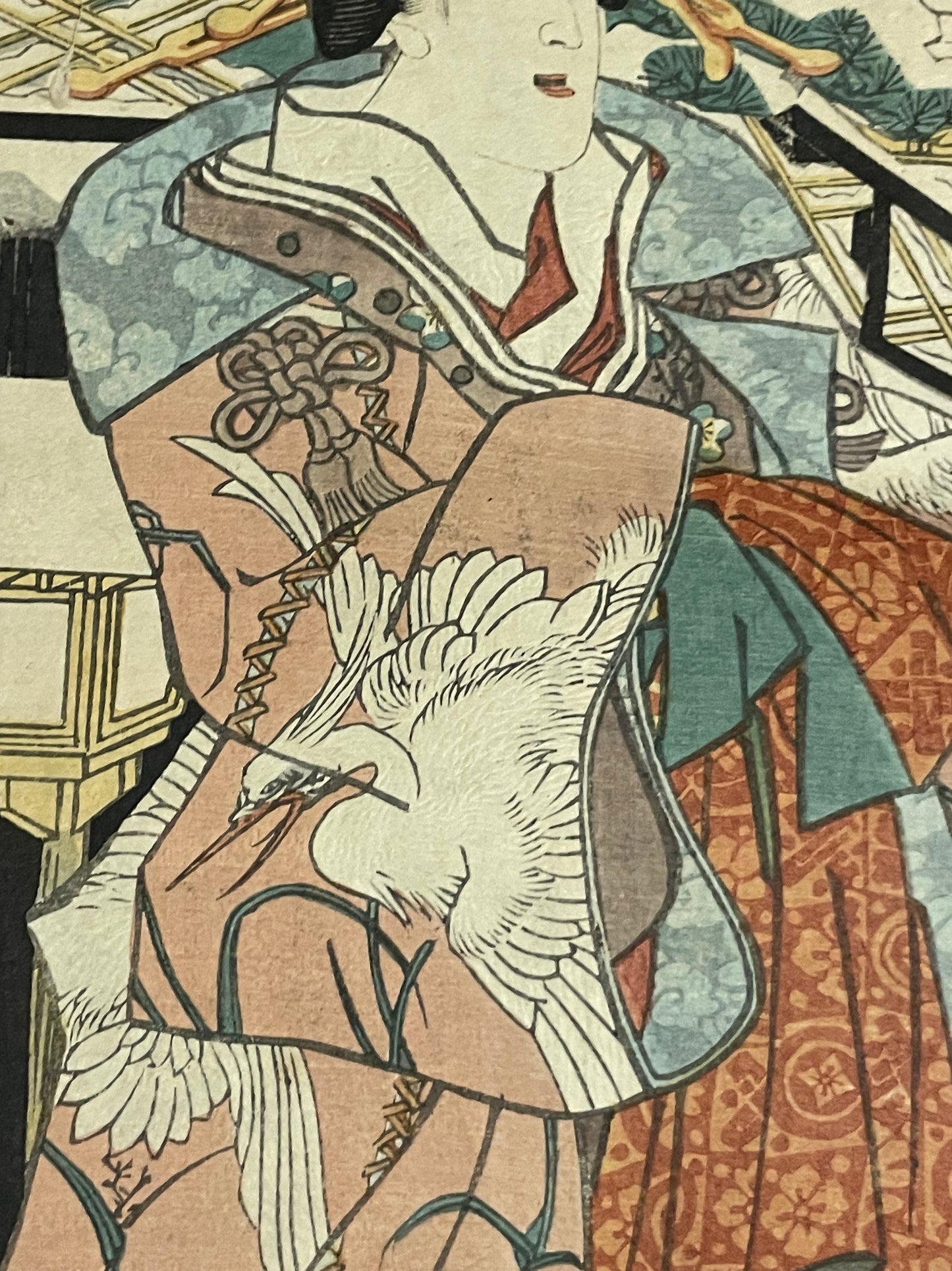 Edo 1847–1852 Ukiyo-e "First Snow – Courtesans" Tamoiro Series by Utagwa Kunisada (Approximately 25X37CM)