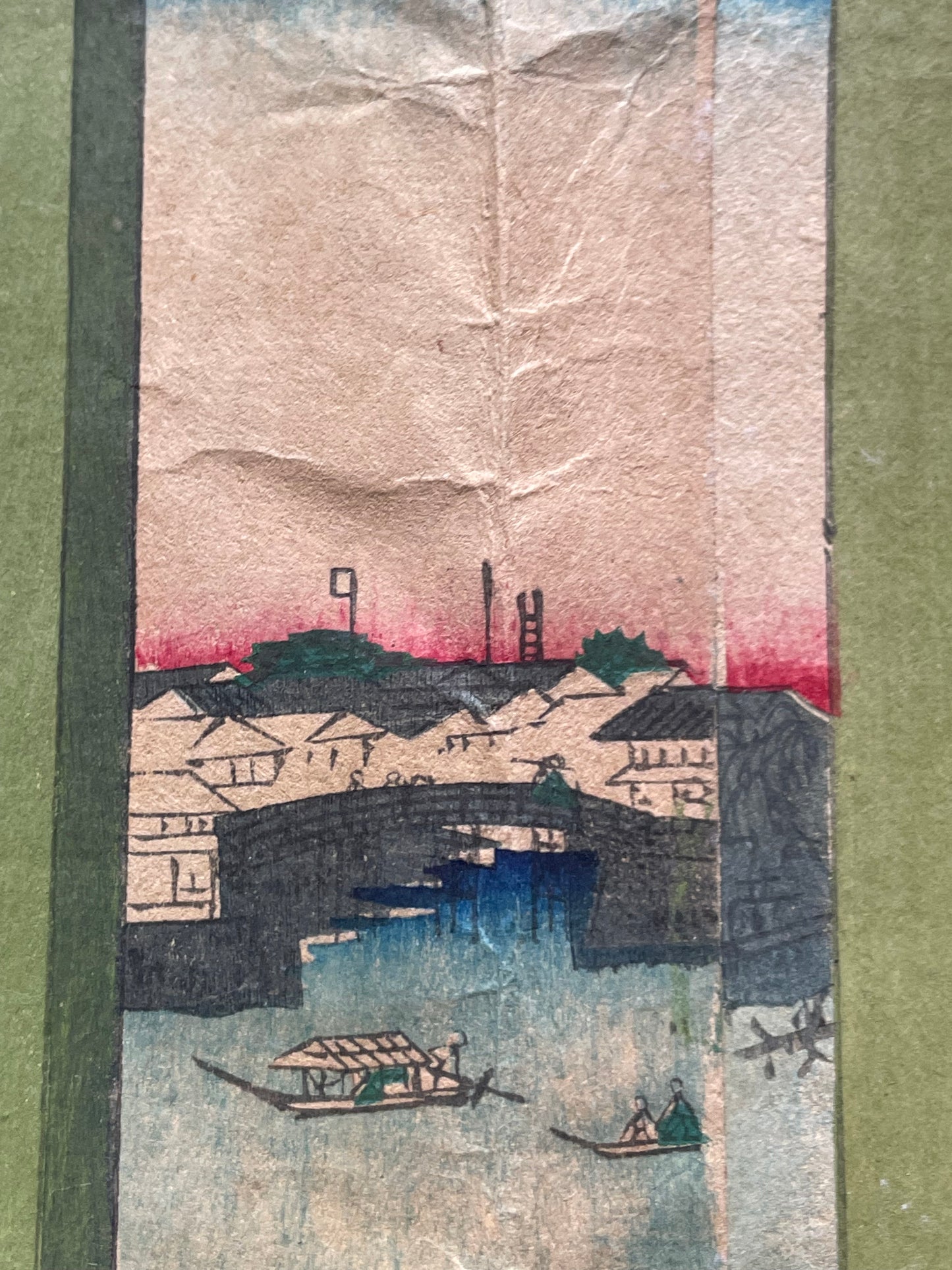 Meiji 1868 Ukiyo-e "Spring of the Dawn Crow" by Utagawa Yoshitora (37X47CM)