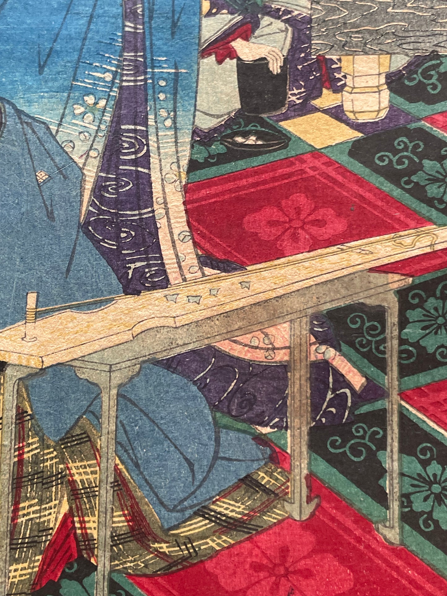 Meiji 1868 Ukiyo-e "Spring of the Dawn Crow" by Utagawa Yoshitora (37X47CM)
