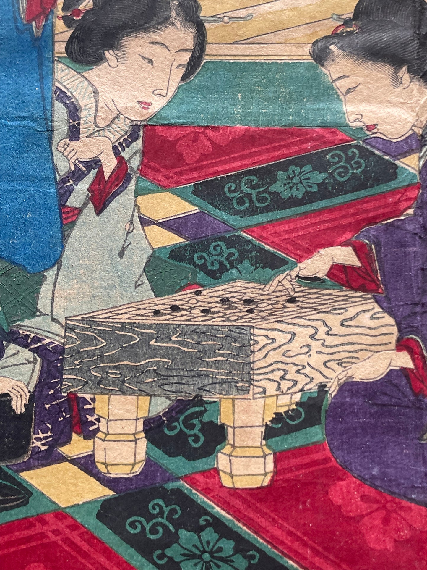 Meiji 1868 Ukiyo-e "Spring of the Dawn Crow" by Utagawa Yoshitora (37X47CM)
