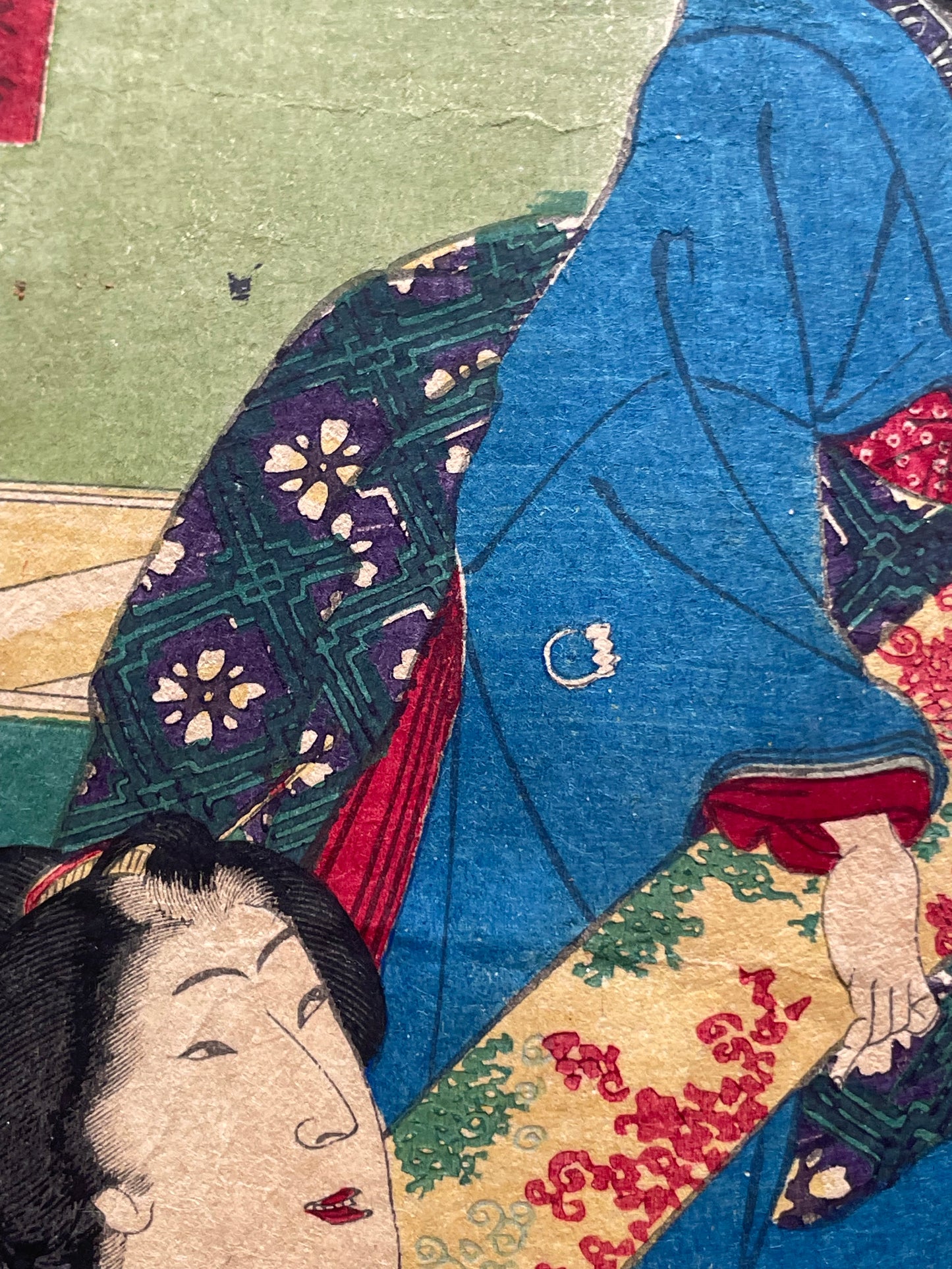 Meiji 1868 Ukiyo-e "Spring of the Dawn Crow" by Utagawa Yoshitora (37X47CM)