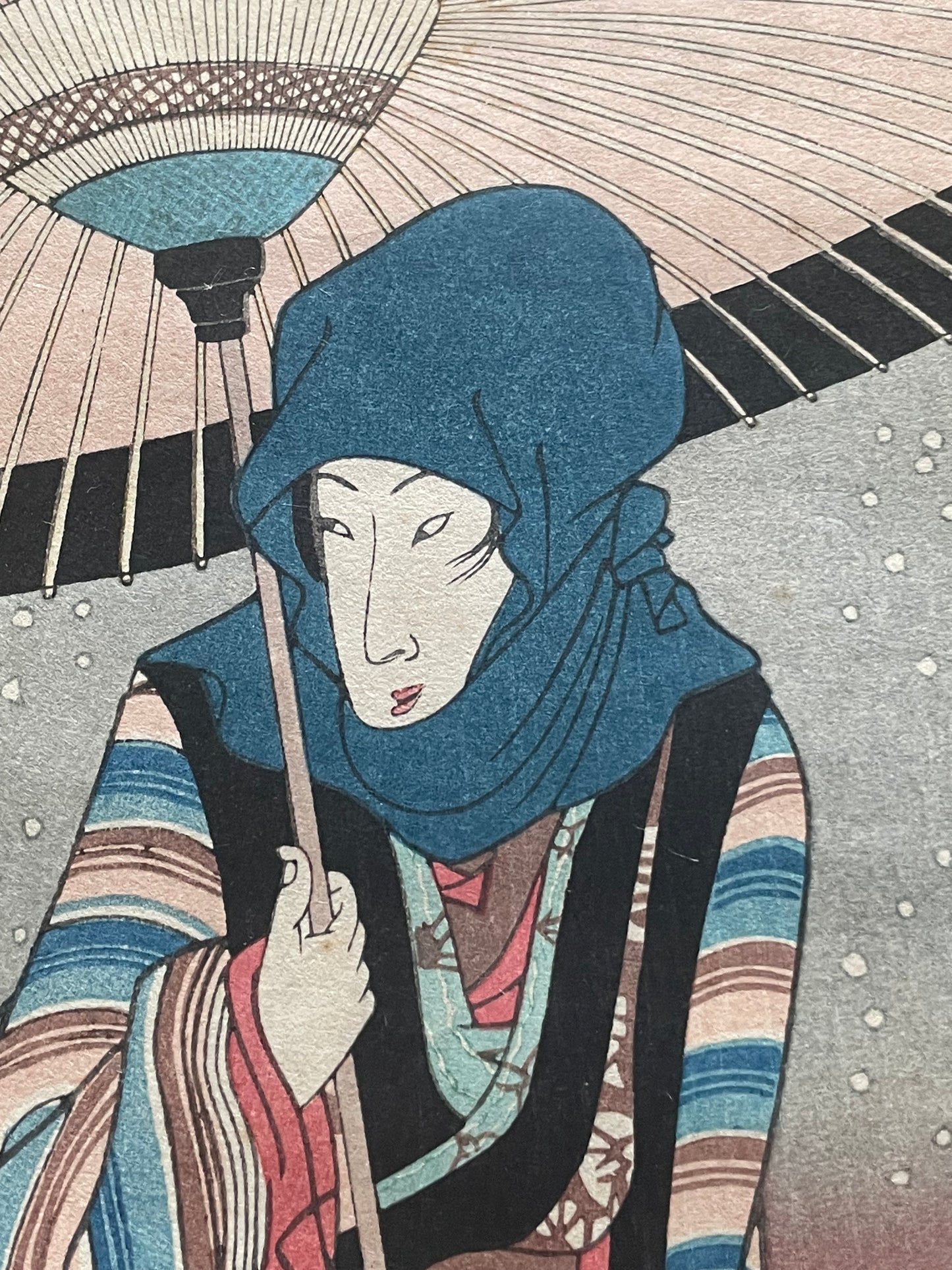 Edo 1847–1852 Ukiyo-e Ueno Shinobazu Pond in Snow – Winter Landscape Diptych by Utagawa Kunisada (Approximately 38X48CM)