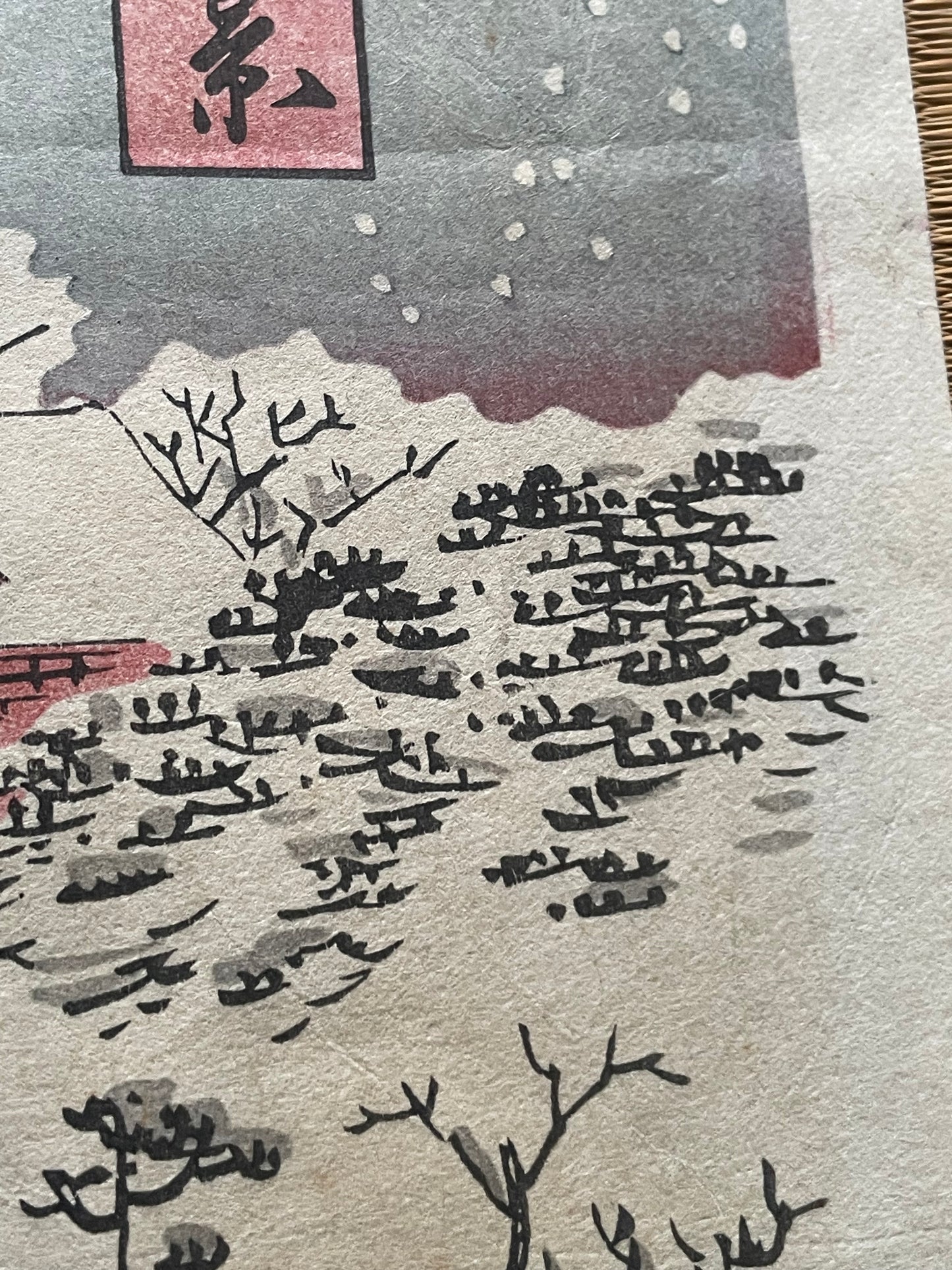 Edo 1847–1852 Ukiyo-e Ueno Shinobazu Pond in Snow – Winter Landscape Diptych by Utagawa Kunisada (Approximately 38X48CM)