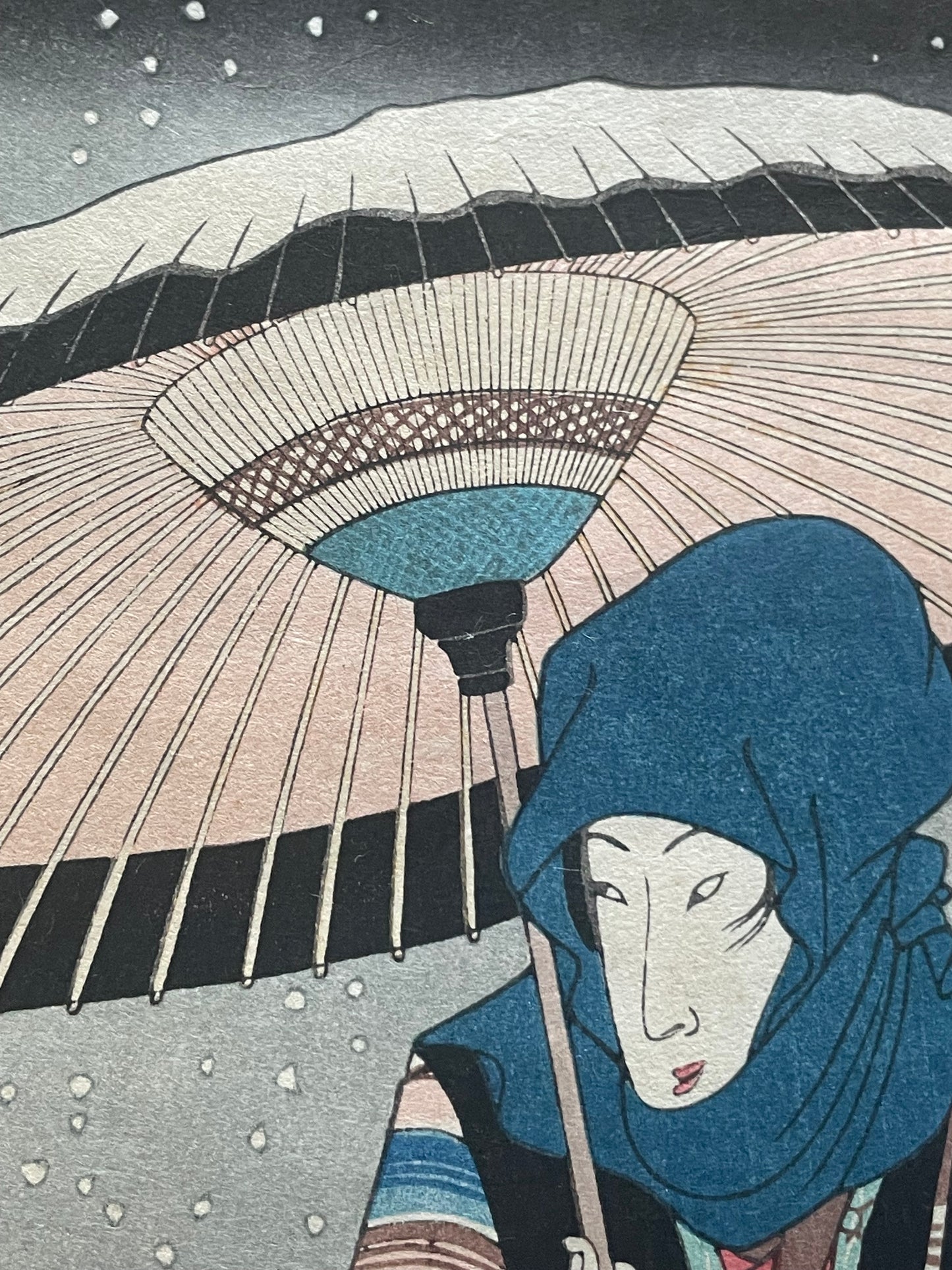 Edo 1847–1852 Ukiyo-e Ueno Shinobazu Pond in Snow – Winter Landscape Diptych by Utagawa Kunisada (Approximately 38X48CM)