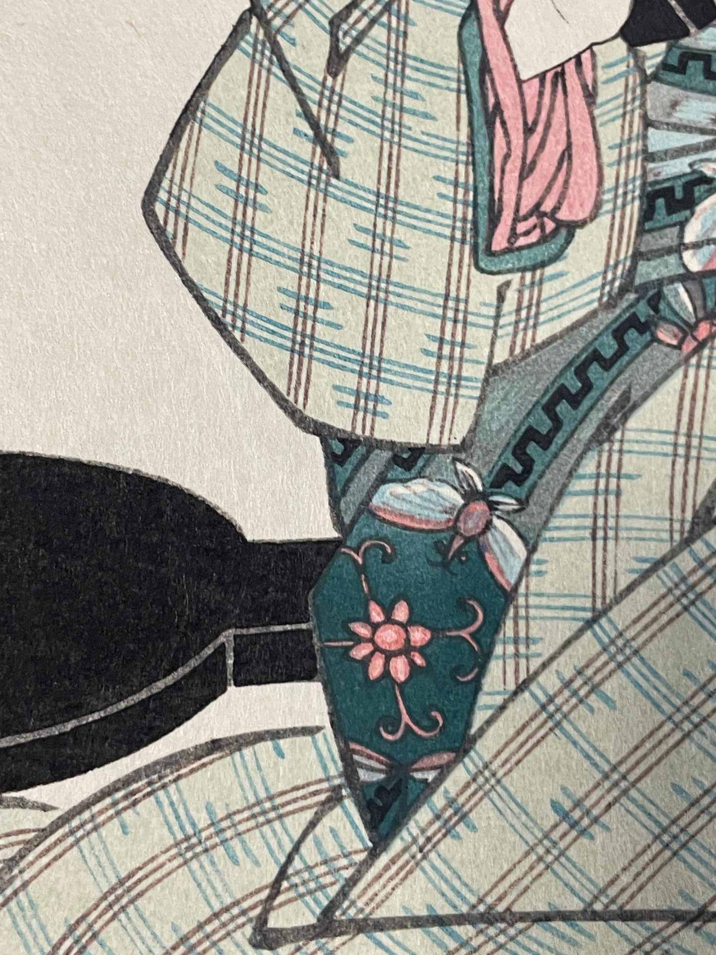 Showa 1930s Ukiyo-e Takamizawa Woodblock Reprint of 1822–1823  Keisai Eisen Habit of Looking into the Mirror (Approxmately 30X40CM)