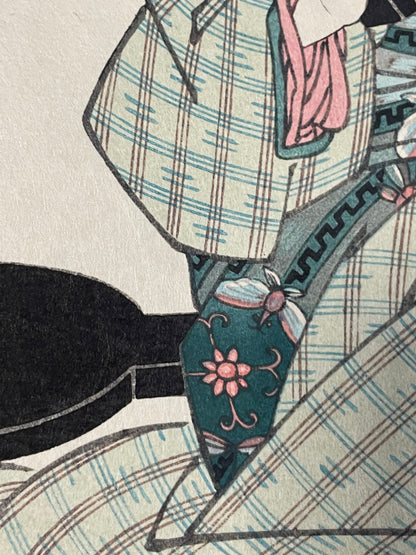 Showa 1930s Ukiyo-e Takamizawa Woodblock Reprint of 1822–1823  Keisai Eisen Habit of Looking into the Mirror (Approxmately 30X40CM)