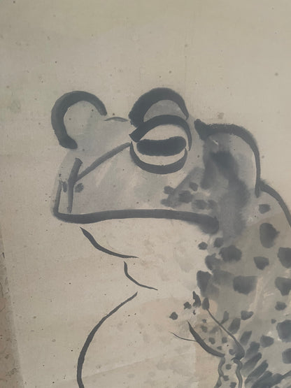 Taishō 1921 Kakejiku Sumi-e Hanging Scroll of a Toad Artist Unknown (Approximately 185X40CM)