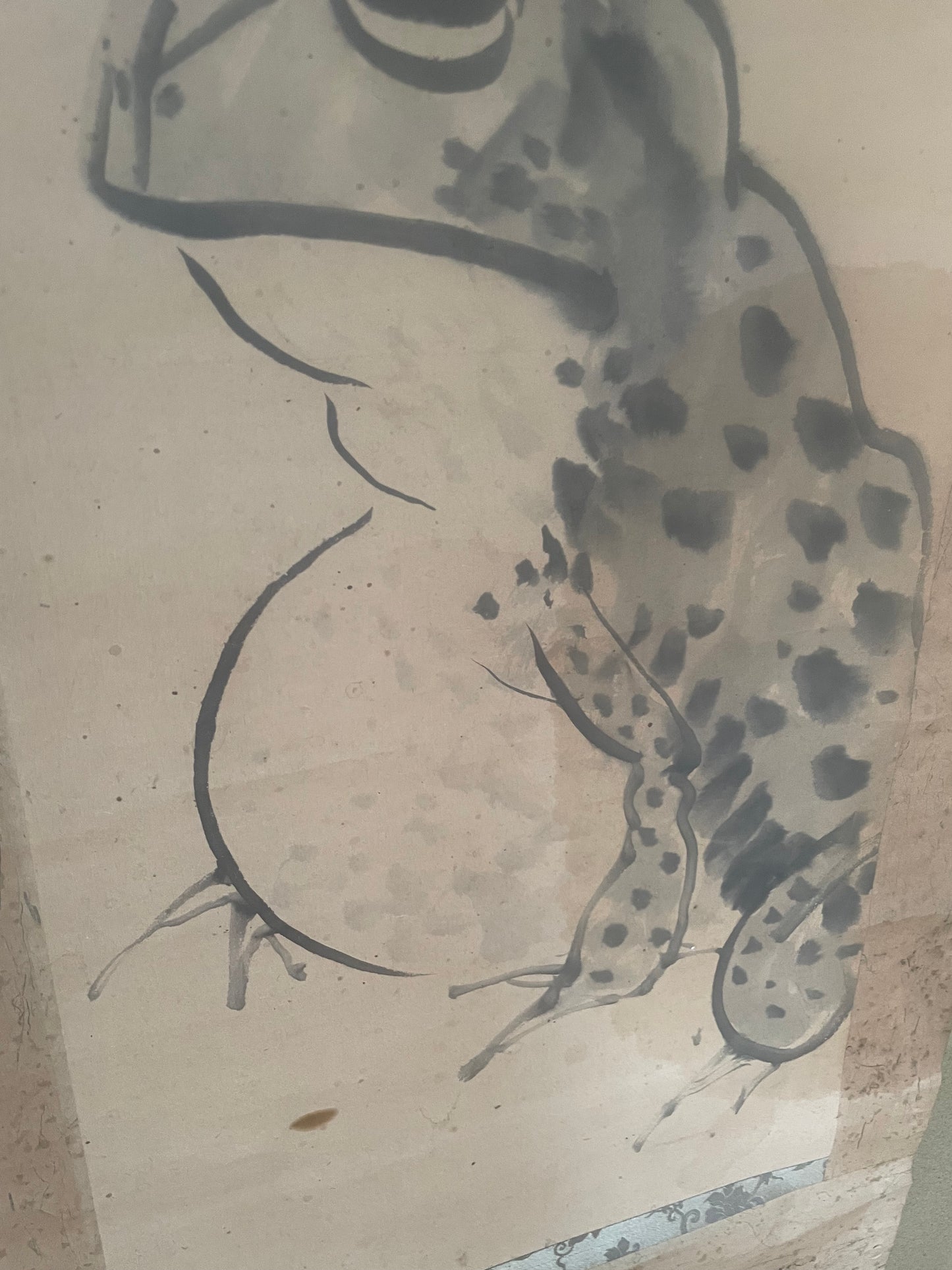 Taishō 1921 Kakejiku Sumi-e Hanging Scroll of a Toad Artist Unknown (Approximately 185X40CM)