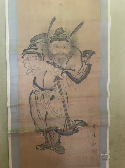 Meiji 1890s Kakejiku Scroll "Shoki the Demon Slayer" by Buken (Approximately 40X125CM)