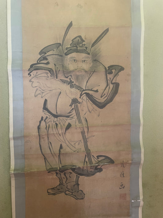 Meiji 1890s Kakejiku Scroll "Shoki the Demon Slayer" by Buken (Approximately 40X125CM)