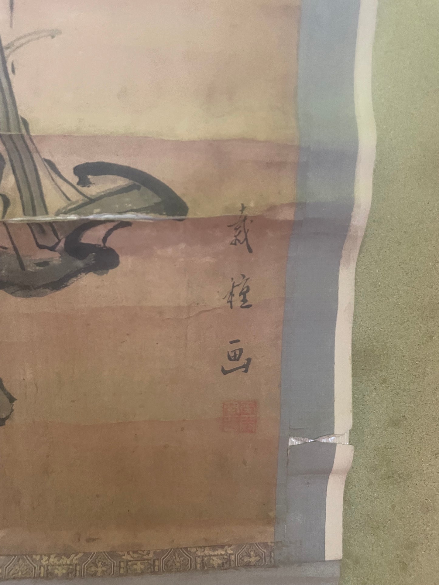 Meiji 1890s Kakejiku Scroll "Shoki the Demon Slayer" by Buken (Approximately 40X125CM)