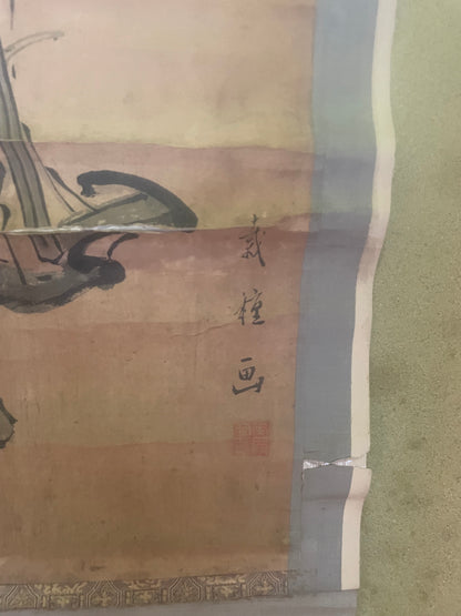Meiji 1890s Kakejiku Scroll "Shoki the Demon Slayer" by Buken (Approximately 40X125CM)
