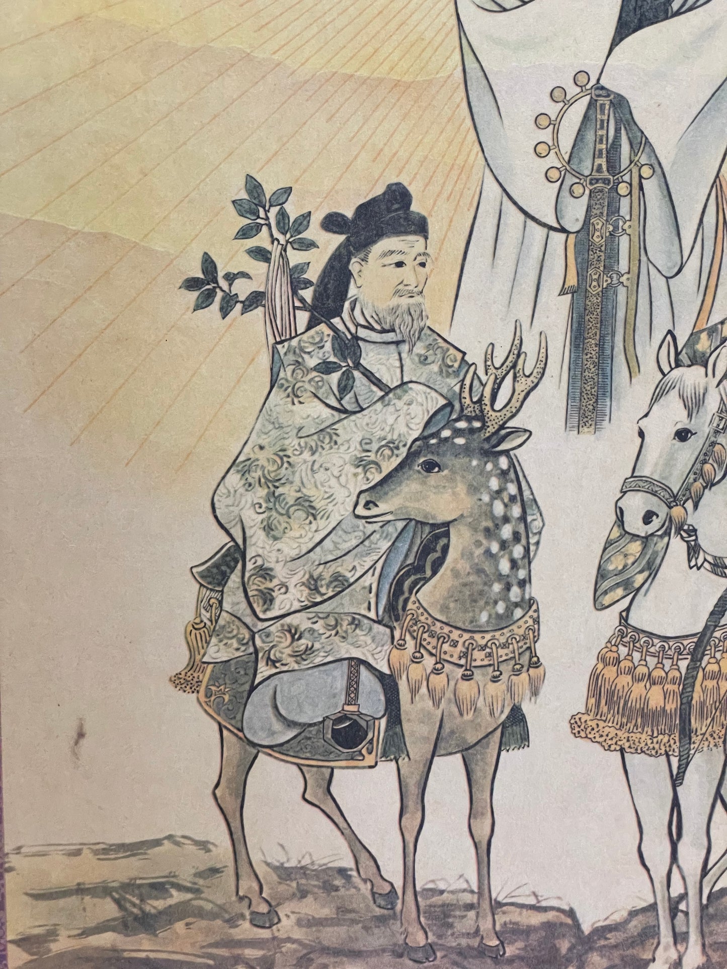 Showa 1950s–1970s Shinto Hanging Scroll – Amaterasu, Hachiman & Kasuga Deities (Approximately 145X55XCM)