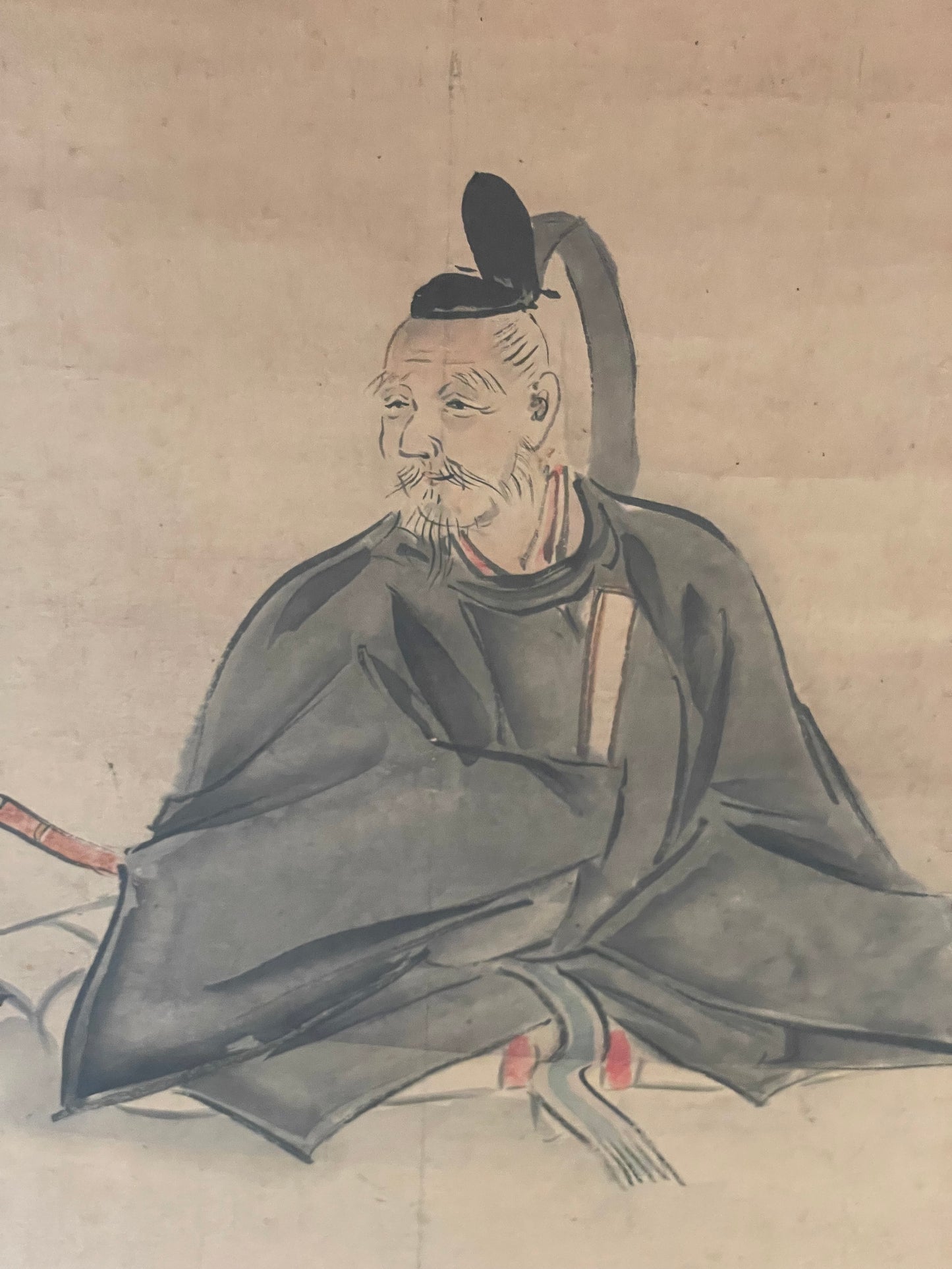 Edo 1815-50 Sumi-e Kakejku Emperor Kōrei Hanging Scroll by Kurozumi Munetada (Approximately 34X108CM)