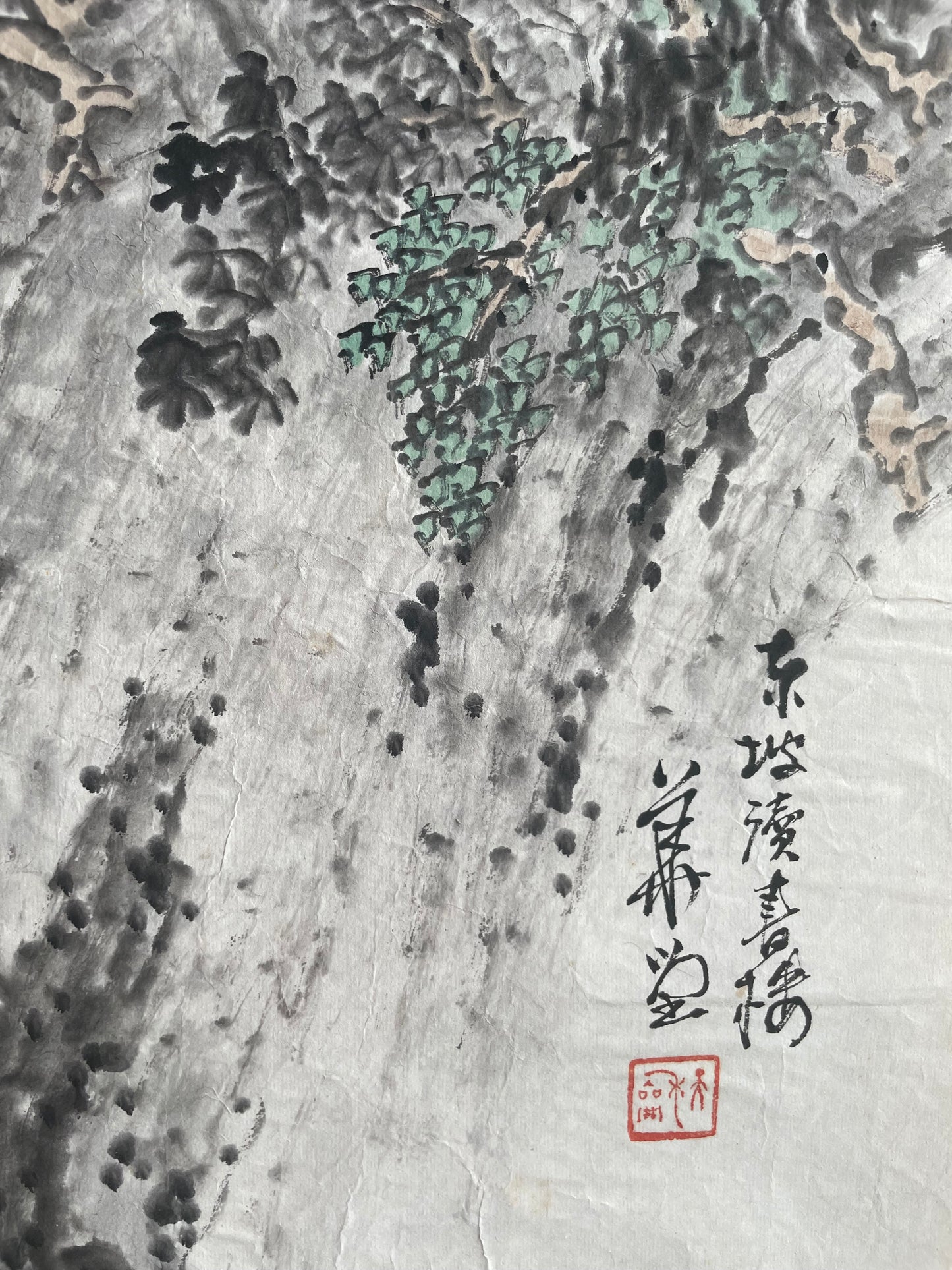 1920–1950 Ink Painting Kanemochi Landscape with Harbor and Temple by Kanemochi (Approximately 43X91CM)