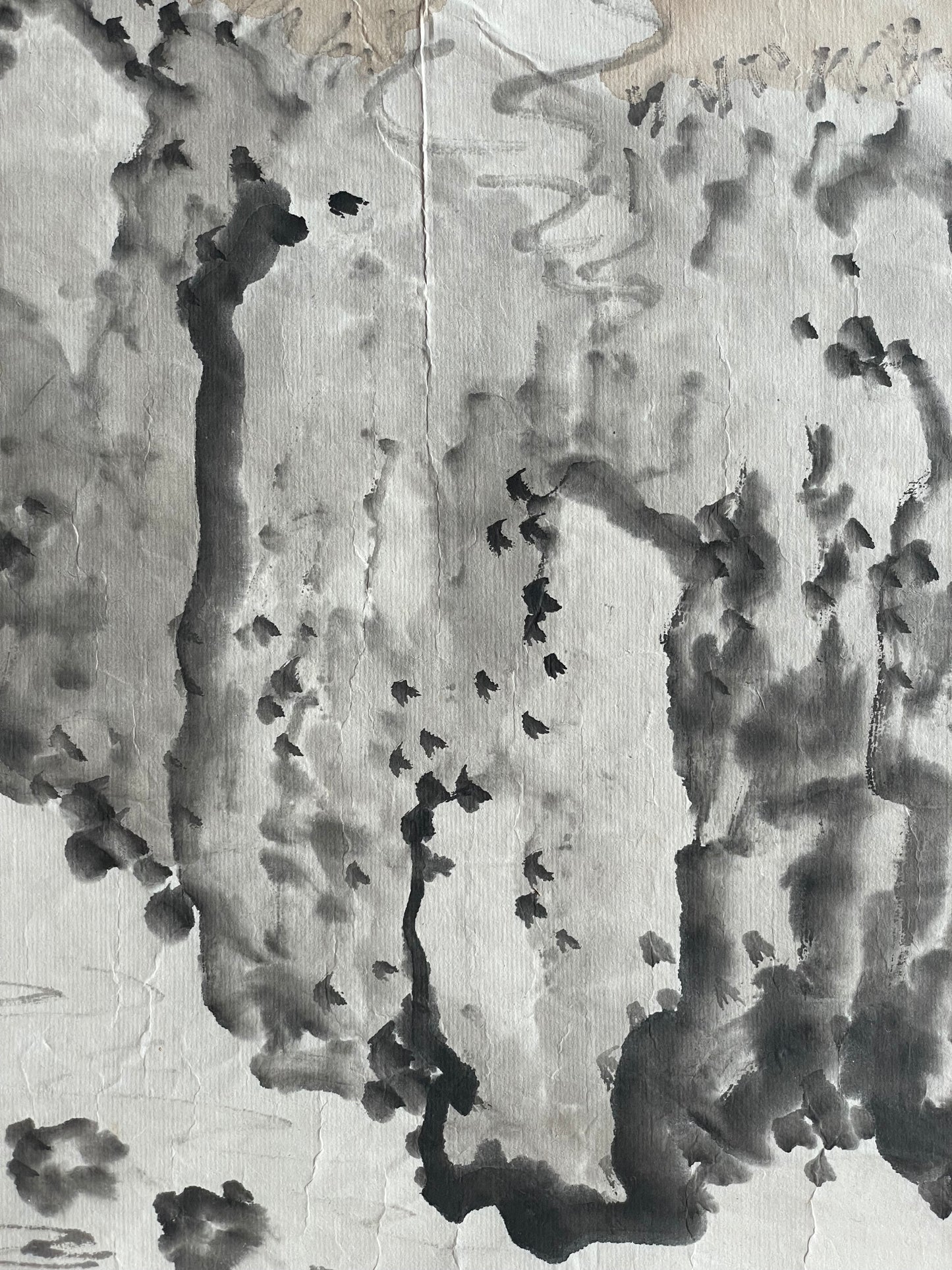 1920–1950 White-Robed Kannon Sumi-e Ink Painting by Kanemochi (Approximately 41X150CM)