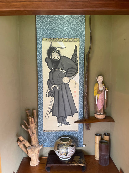 Taishō–Shōwa 1910-30 Kakejiku "Shōki the Demon Queller (鍾馗図)" by Kobayashi (Approximately 197X70CM)
